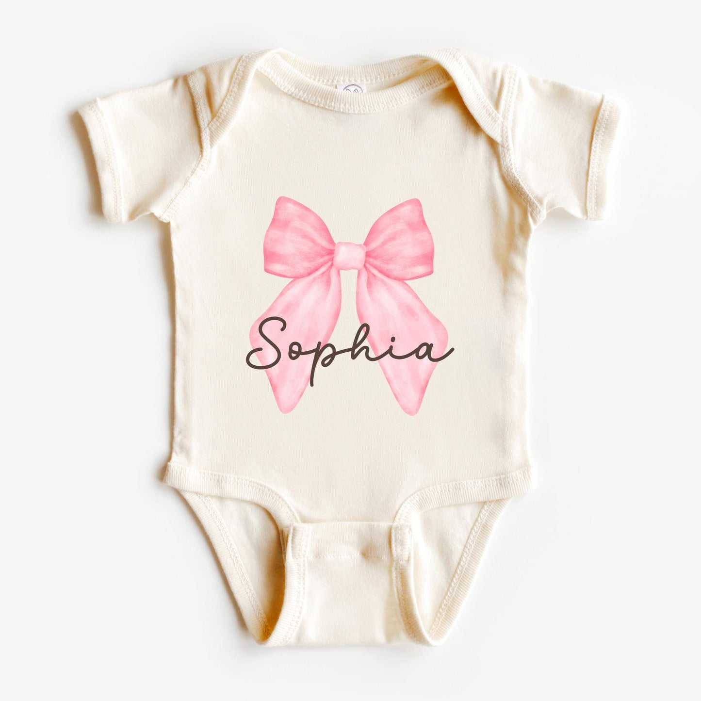 Personalized Coquette Bow Baby Bodysuit Custom Name Bodysuit Girl New Baby Gift with Name Clothes for Baby Shower Gift Baby Girl Shirt Bow Graphic Tee – Cozy Vibes · High-Quality Print