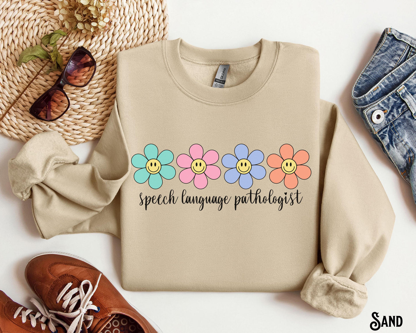 Speech Language Pathologist Sweatshirt SLP Sweater SLP Floral Crewneck Speech Pathology Speech Therapy Spring Flowers Gift for SLP Sweatshirt – Soft Feel · Perfect For Daily Wear