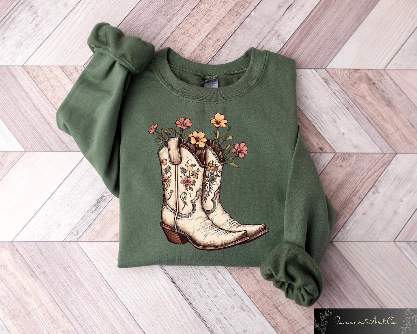 Western Sweatshirt Cowboy Boots Tshirt Western Rodeo Shirt Retro Cowgirl Crewneck Ranch Girl Outfit Floral Cowboy Boots Tee Rodeo Gift Sweatshirt – Feel-Good Design · Great Gift For Fans