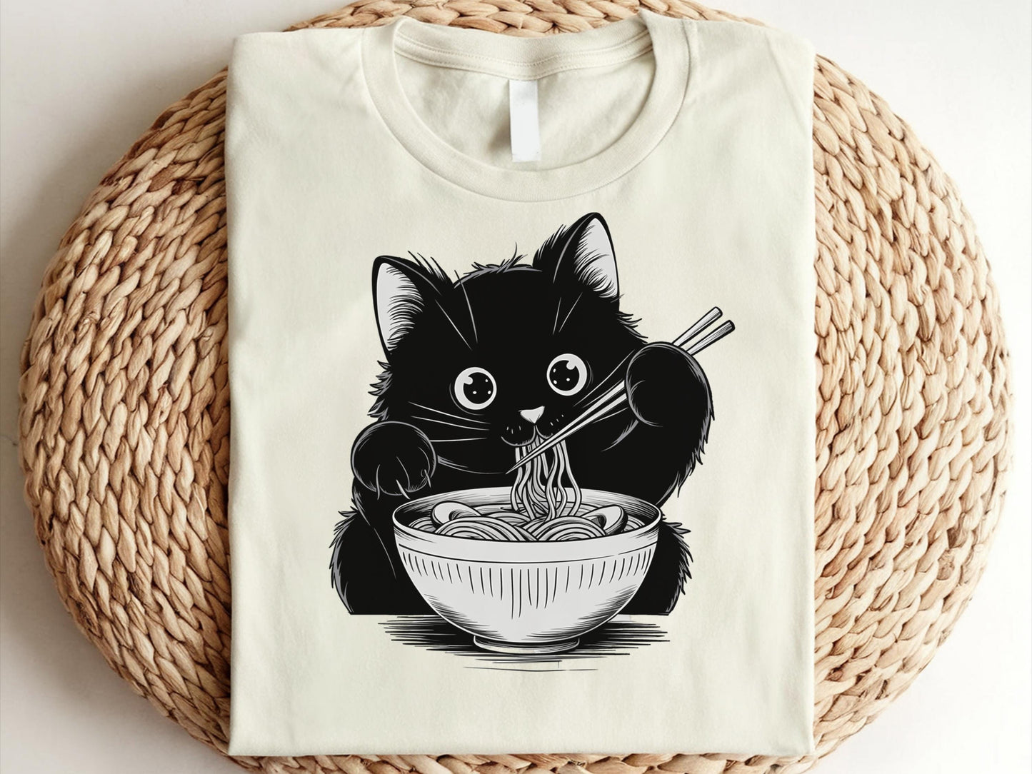 Noodle Cat Shirt Ramen Lover Shirt Noodle Shirt Ramen Cat T Shirt Black Cat Ramen Shirt Black Cat Lovers Shirt Funny Shirt Food Lovers Graphic Tee – Premium Graphic · High-Quality Print