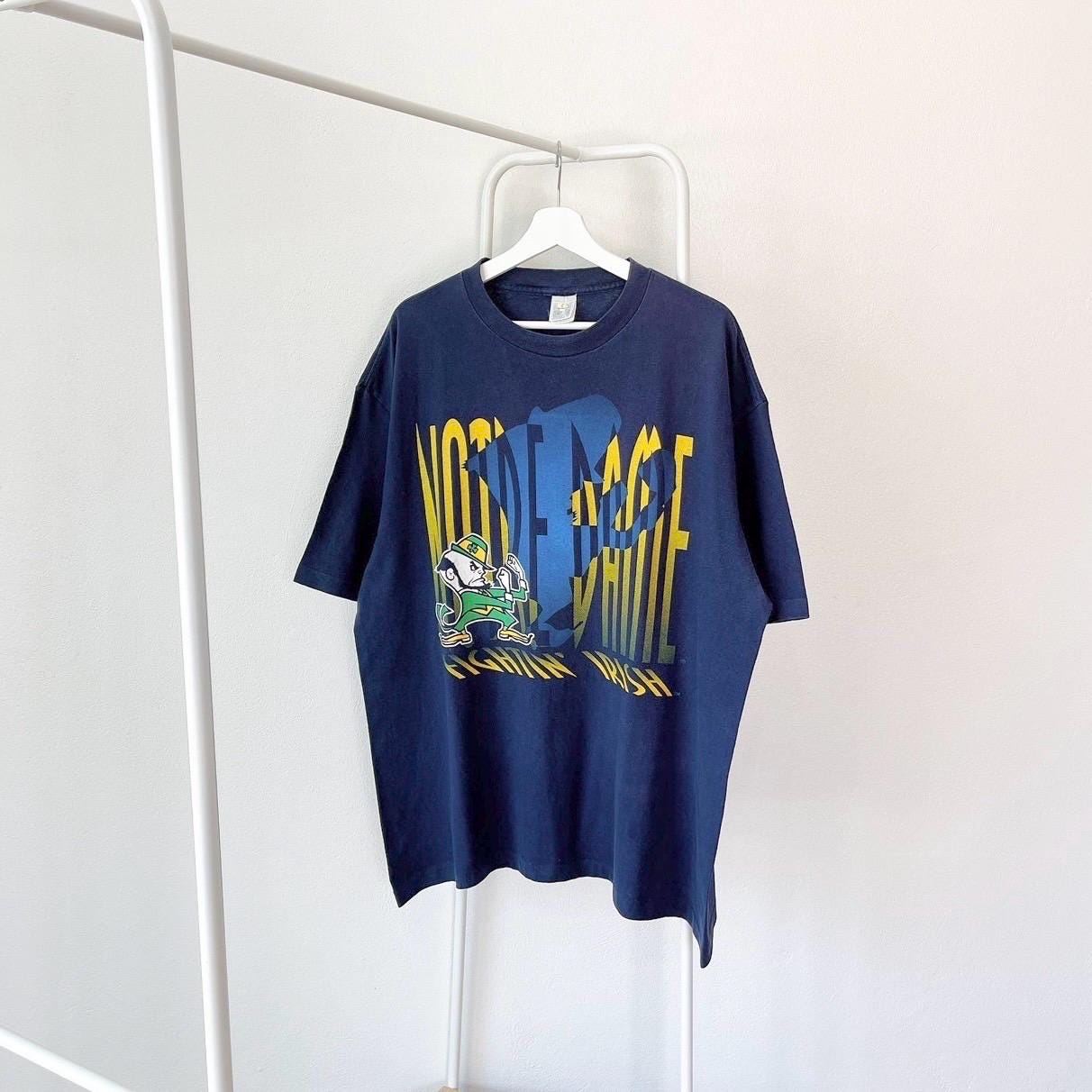 Vintage 90s Notre Dame Fighting Irish Competitor blue t shirt XL Graphic Tee – Premium Graphic · Great Gift For Fans