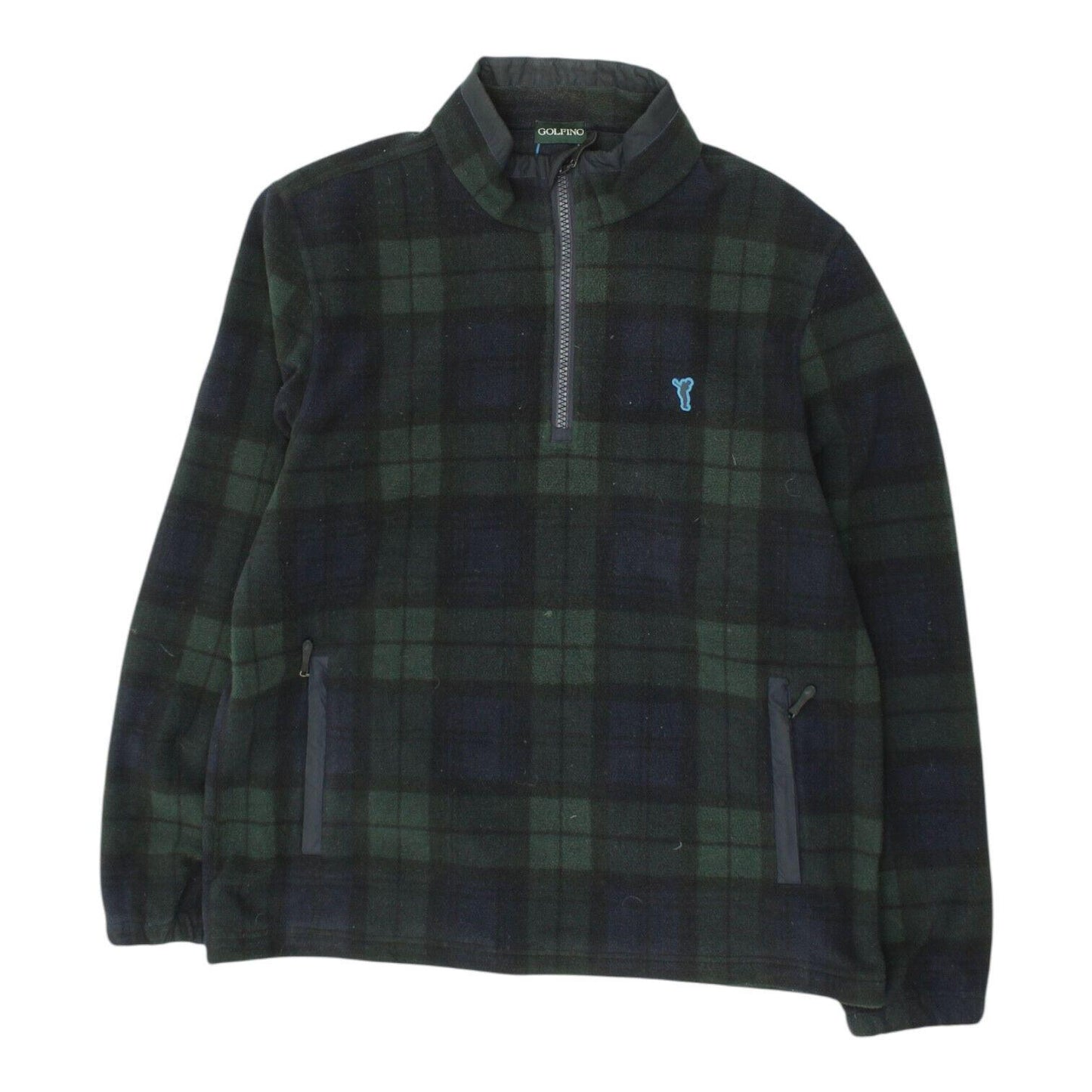 Golfino 12 Zip Fleece Mens Green Blue Check Golf Sports Outerwear Jacket Graphic Tee – Bold Style · High-Quality Print