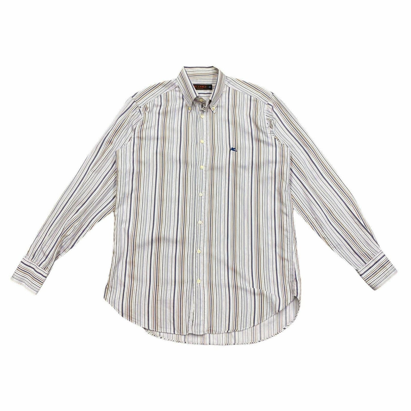 Etro Colourful Striped Shirt Vintage Mens Button Down Collar Formal Designer Graphic Tee – Bold Style · Top Pick For Any Outfit