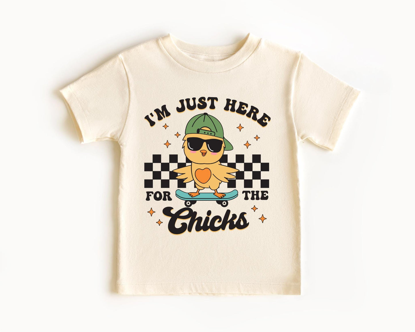 I39m Just Here for The Chicks Easter Toddler Shirt Kids Easter Shirt Cute Easter Toddler Shirt Retro easter shirt Funny kids easter shirt Graphic Tee – Soft Feel · Top Pick For Any Outfit