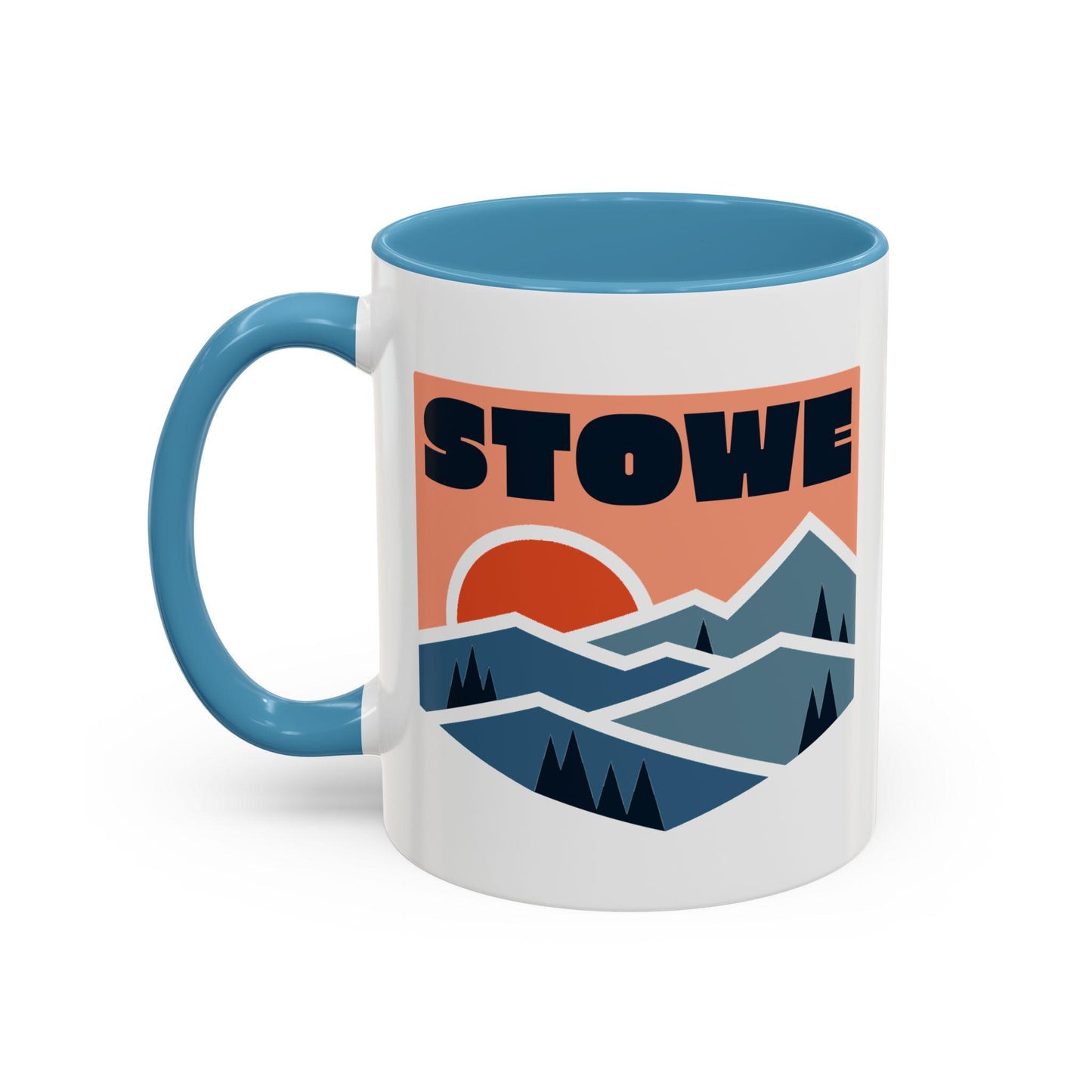 Stowe Vermont Mountain Sunset Accent Coffee Mug 11oz Nature Lover Gift Outdoor Adventure Drinkware Vibrant Ceramic Cup Graphic Tee – Soft Feel · Great Gift For Fans