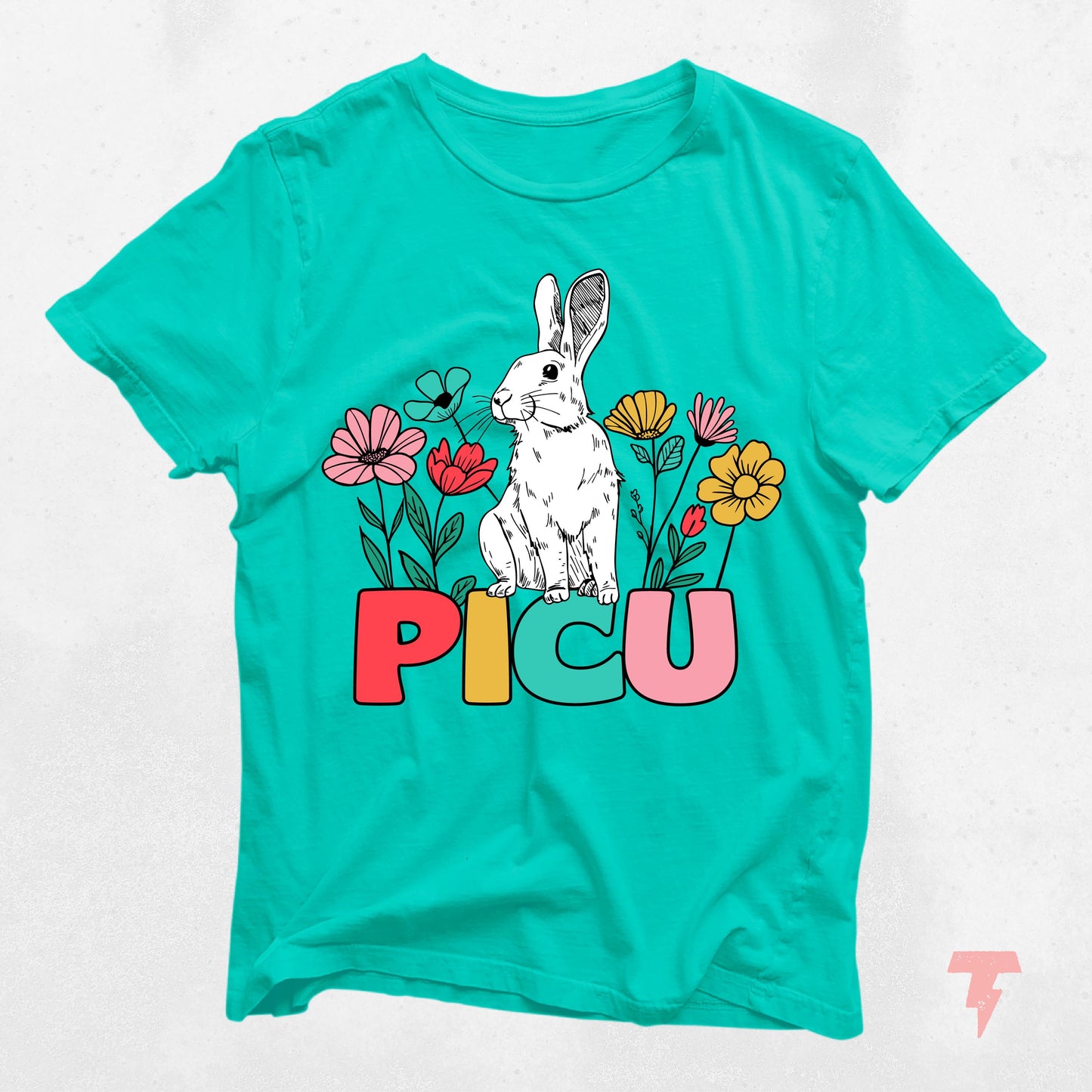 Picu Easter Spring Shirt Wildflowers Bunny Design Pediatric ICU Team Shirts for Staff Spring Season Apparel Graphic Tee – Cozy Vibes · Must-Have Style