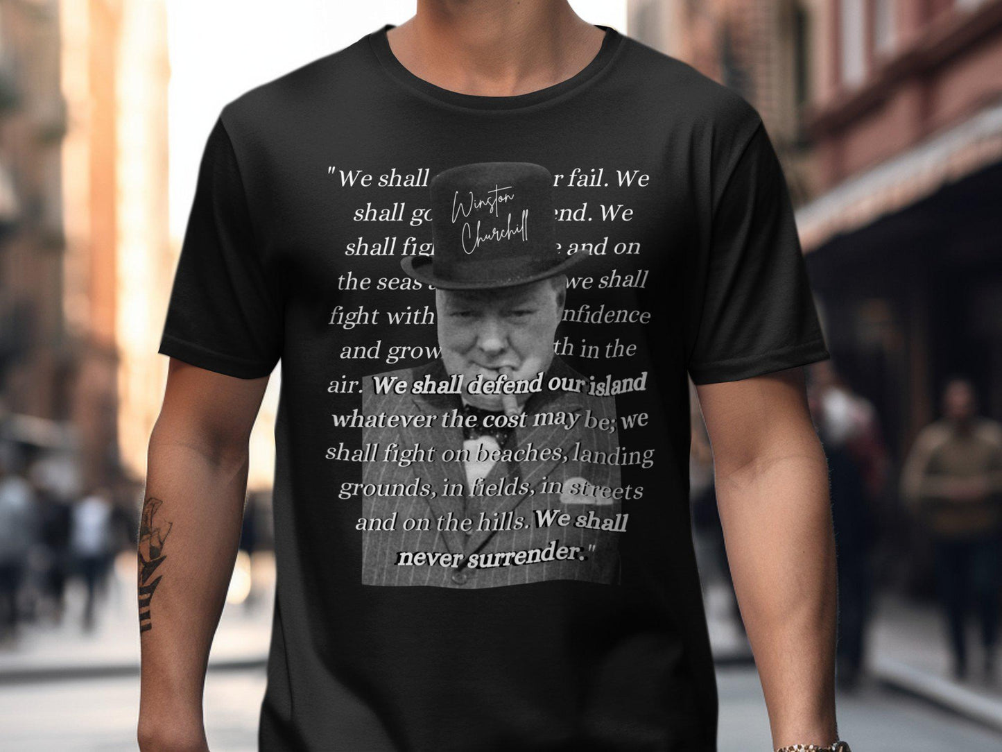 Winston Churchill quote T shirt motivational T shirt with quote inspirational T shirt with Churchill quote 2025 tee Graphic Tee – Soft Feel · Top Pick For Any Outfit