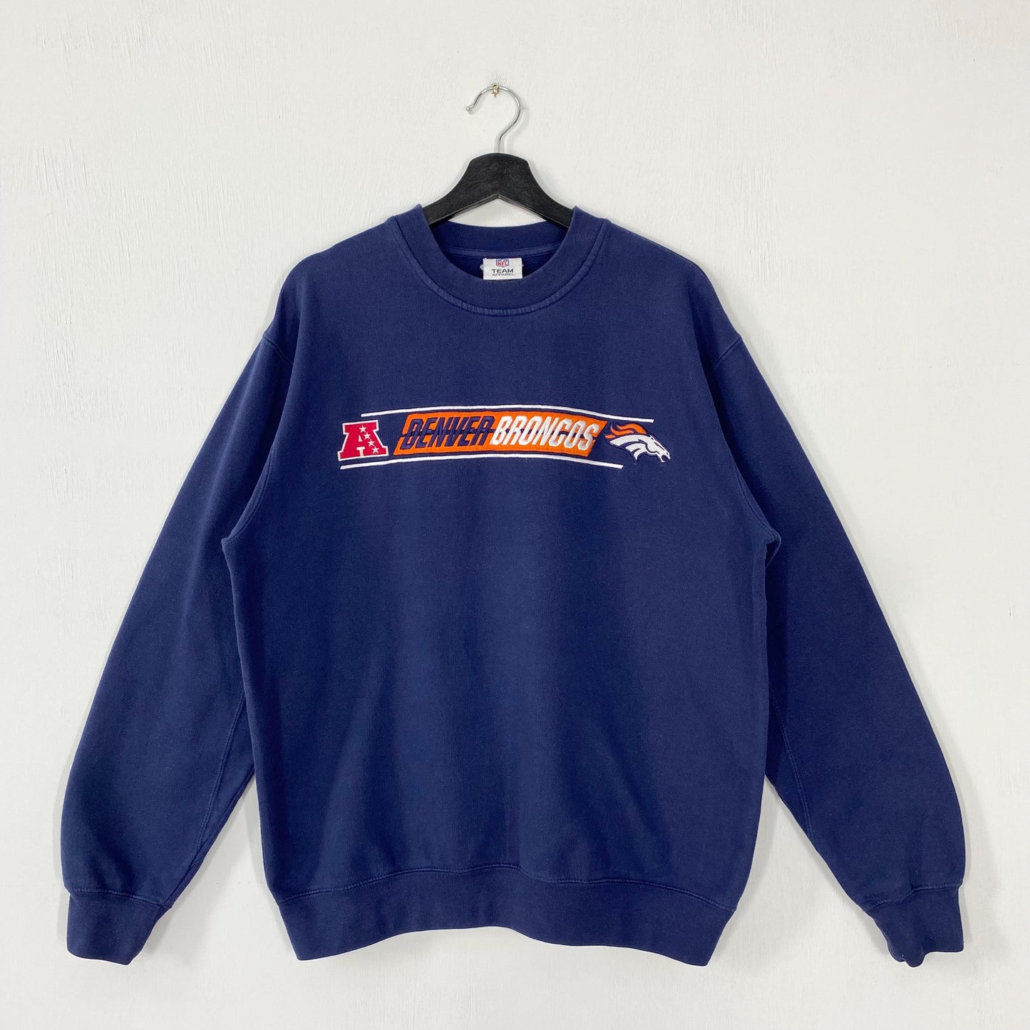 Vintage Denver Broncos Sweatshirt Denver Broncos Crewneck Broncos Sweater Pullover Sportswear NFL Denver Broncos Embroidered Logo Large Sweatshirt – Bold Style · Top Pick For Any Outfit