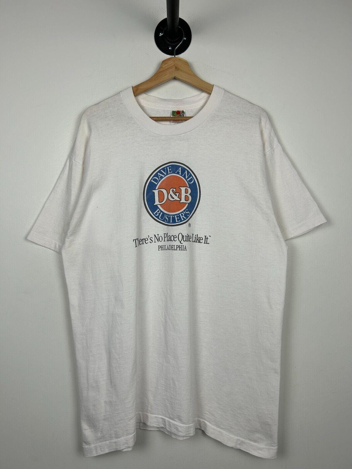 Vintage 90s Dave And Busters Philadelphia White Tee Size XL Graphic Tee – Feel-Good Design · High-Quality Print