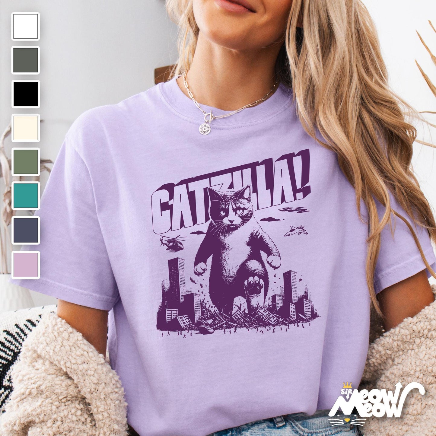 Funny Monster Cat T Shirt Giant Catzilla Cat Tee Unisex Shirt Gift for Cat Lovers Graphic Tee – Soft Feel · Top Pick For Any Outfit