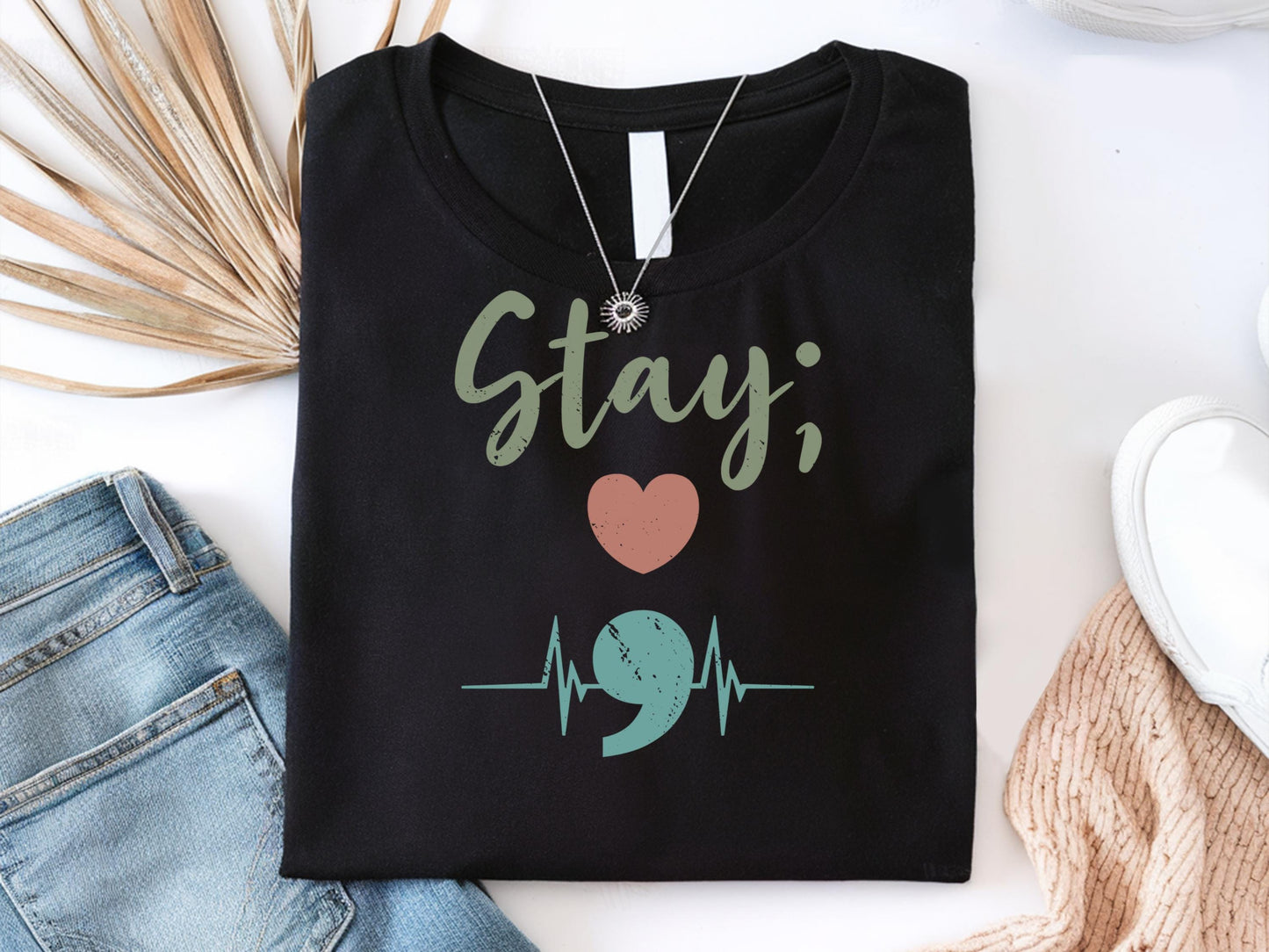 Stay Semicolon Shirt Semicolon Shirt Mental Health Therapist Shirt Semicolon Gift Shirt Suicide Awareness Shirt Mental Health Shirt Graphic Tee – Aesthetic Look · Must-Have Style