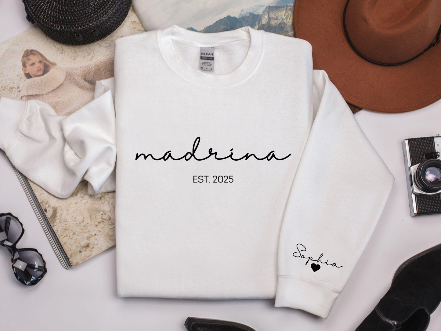 Custom Madrina Sweatshirt Padrino Sweater Madrina Sweater with Kids on Sleeve Godparent Proposal Gift Godmama Gift Godmom Sweatshirt Sweatshirt – Aesthetic Look · Perfect For Daily Wear