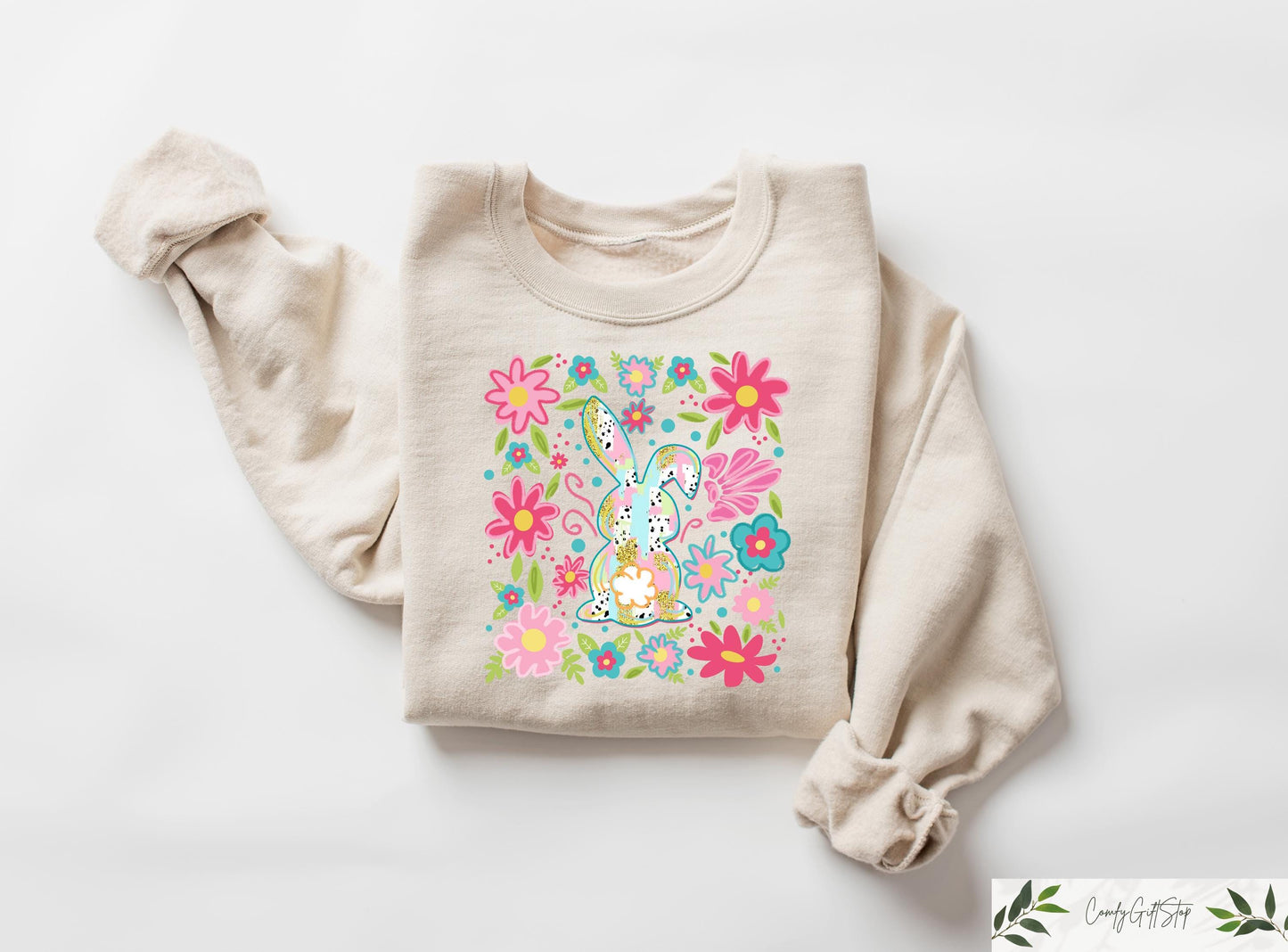 Floral Easter T shirt Retro Easter Bunny Sweatshirt Cute Easter Day Shirt Easter Kid Gift Woman39s Easter Day Outfit Easter Matching Tee Sweatshirt – Cozy Vibes · Great Gift For Fans