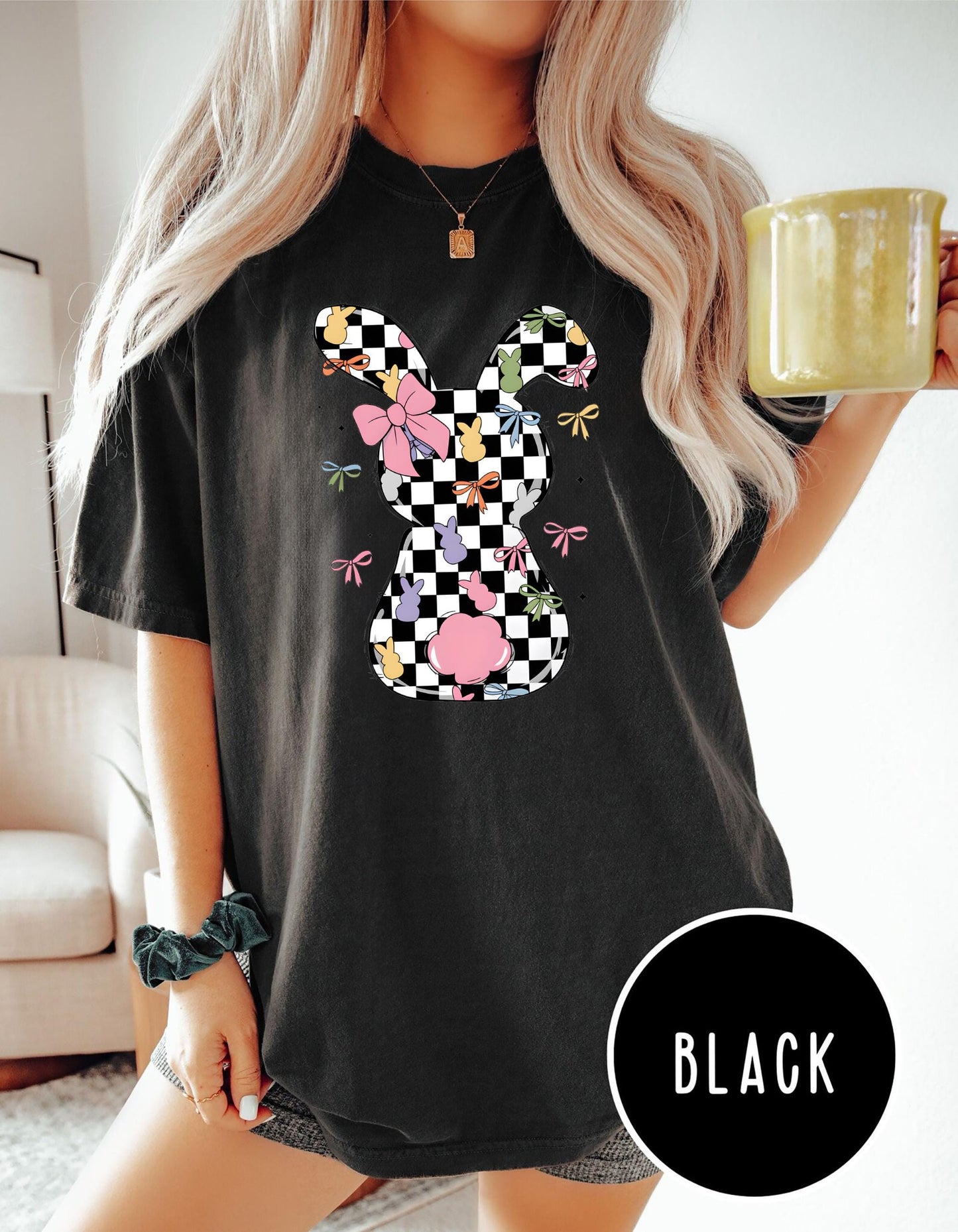Checkered Easter Bunny Shirt for Women Teens Preppy Coquette Spring T Shirt Trendy Checker Rabbit Holiday Tee Graphic Tee – Soft Feel · Perfect For Daily Wear