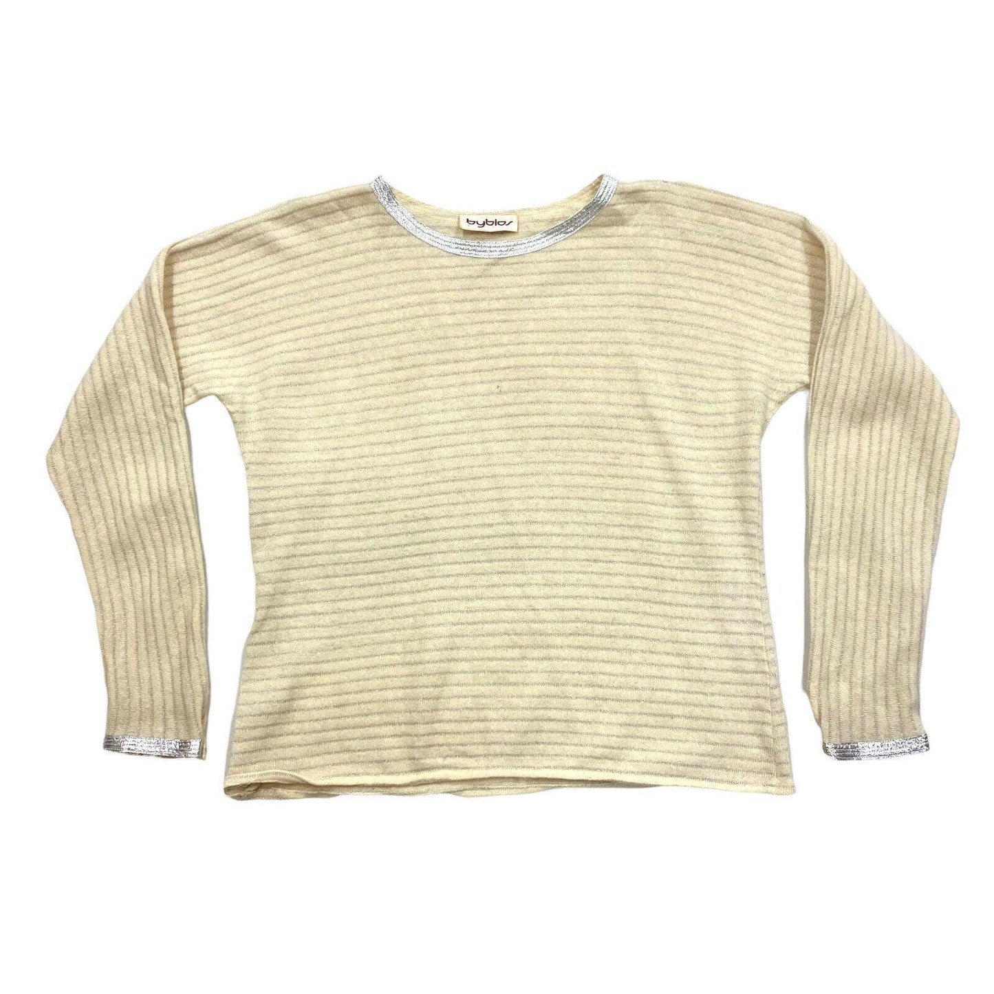 Byblos Off White Jumper Vintage Womens Wool Knit Designer Sweater Sparkly Graphic Tee – Soft Feel · Top Pick For Any Outfit