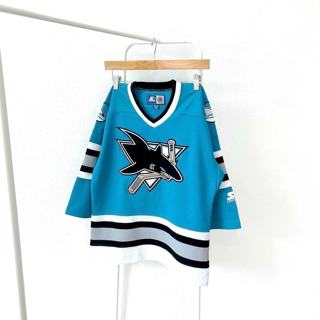 Vintage 90s San Jose Sharks hockey vintage NHL X Starter blue jersey S Jersey – Cozy Vibes · High-Quality Print