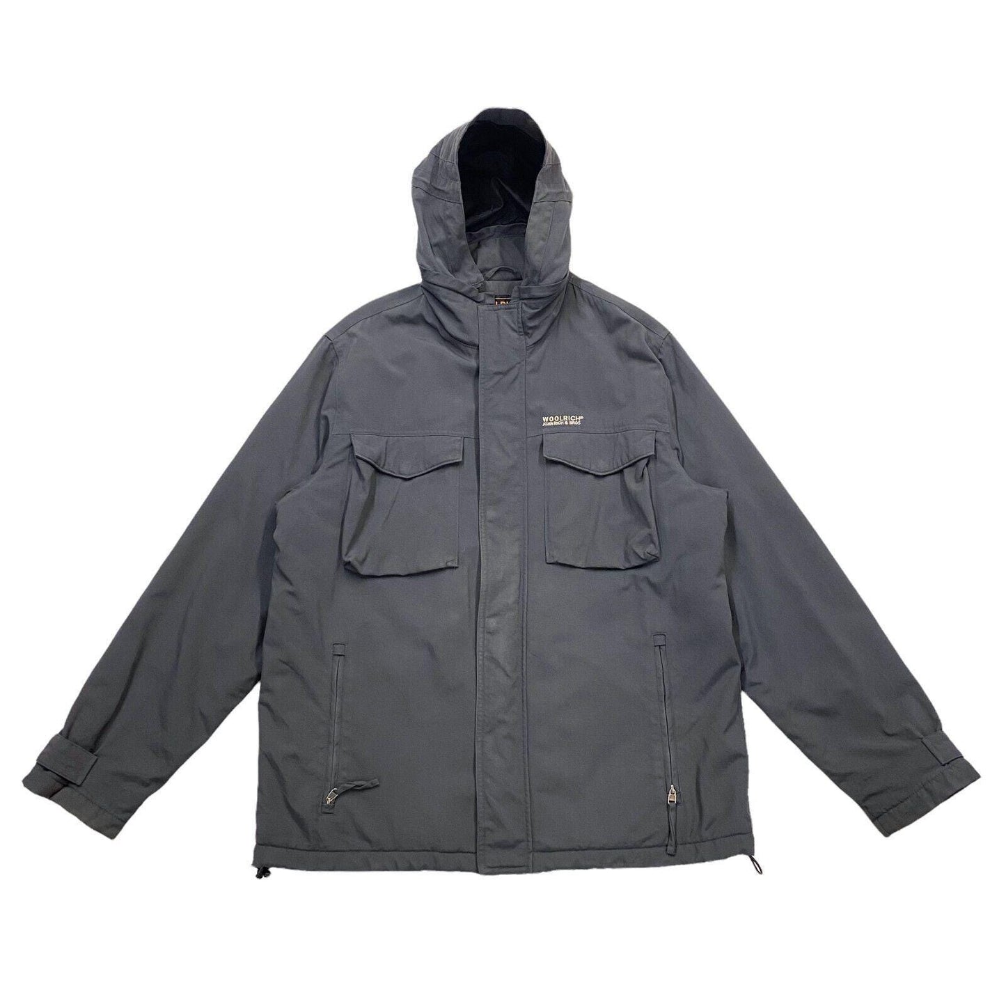 Woolrich Quilted Hooded Jacket Vintage Mens High End Designer Grey Coat VTG Graphic Tee – Everyday Comfort · High-Quality Print