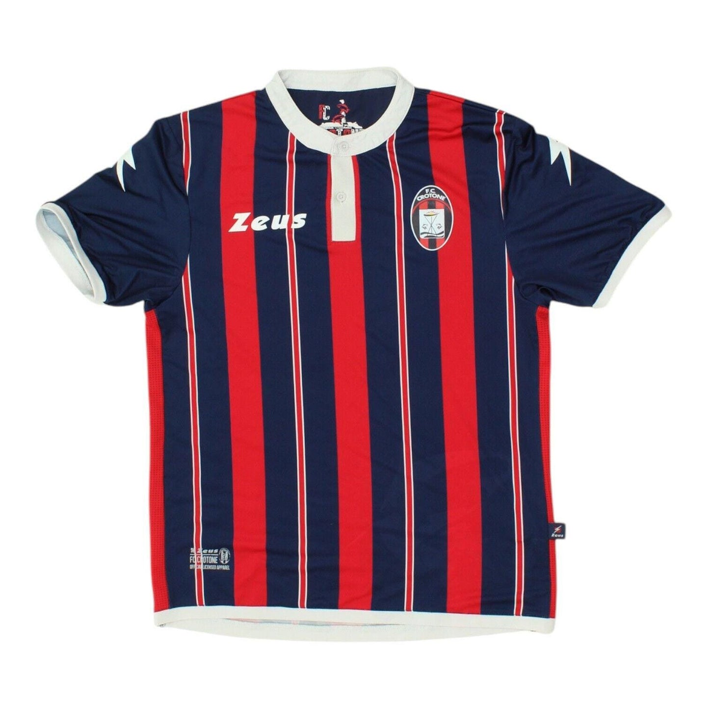 FC Crotone Home Shirt 201617 Zeus Mens Navy Red Striped Italian Football Graphic Tee – Bold Style · Trending Graphic Apparel