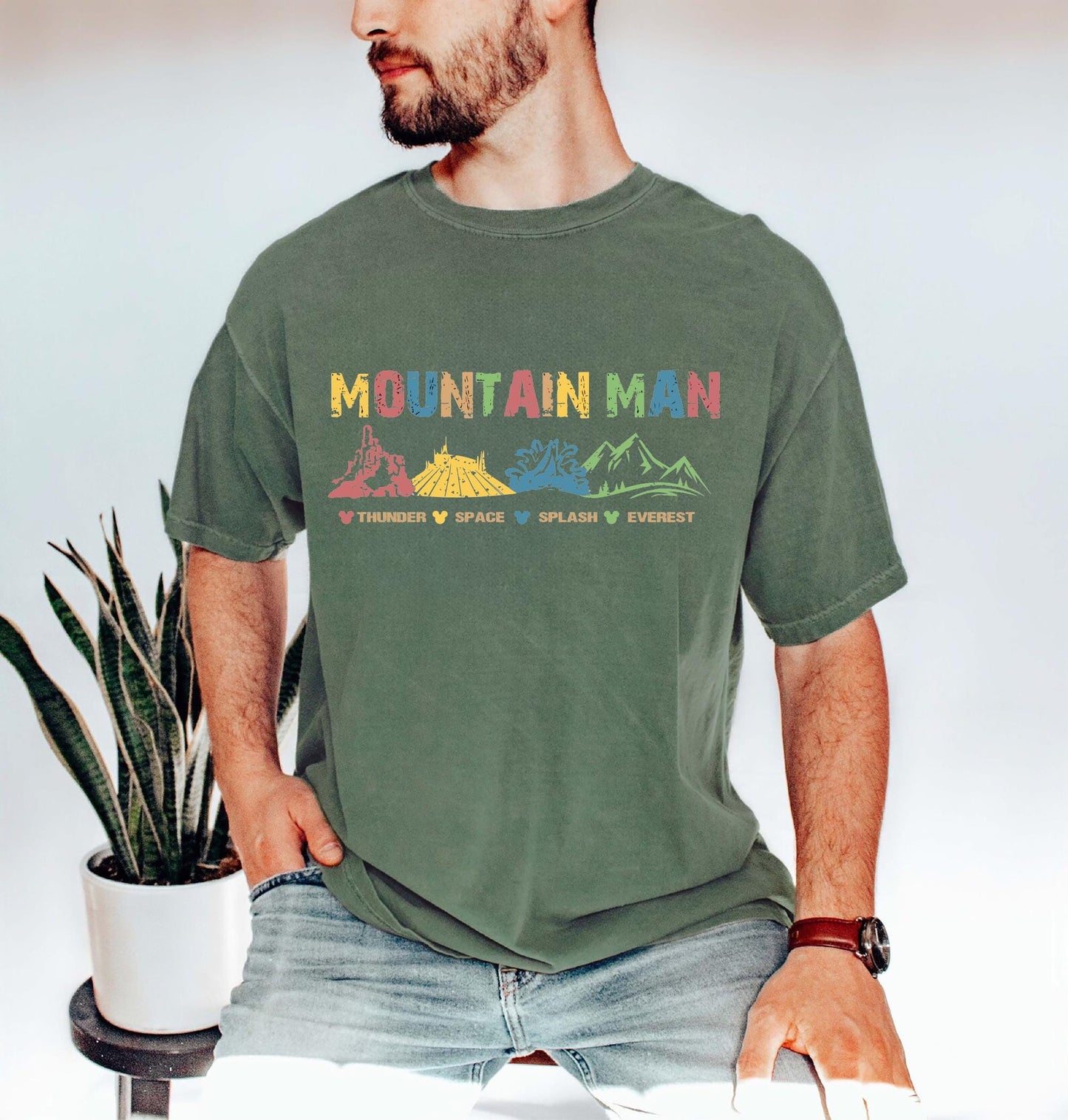 Mountain Man Disney ShirtDisney Inspired Gift for HimDisney Dad TeesAttractions Ride ShirtMens Disneyland T shirt Splash Space Thunder Graphic Tee – Aesthetic Look · High-Quality Print