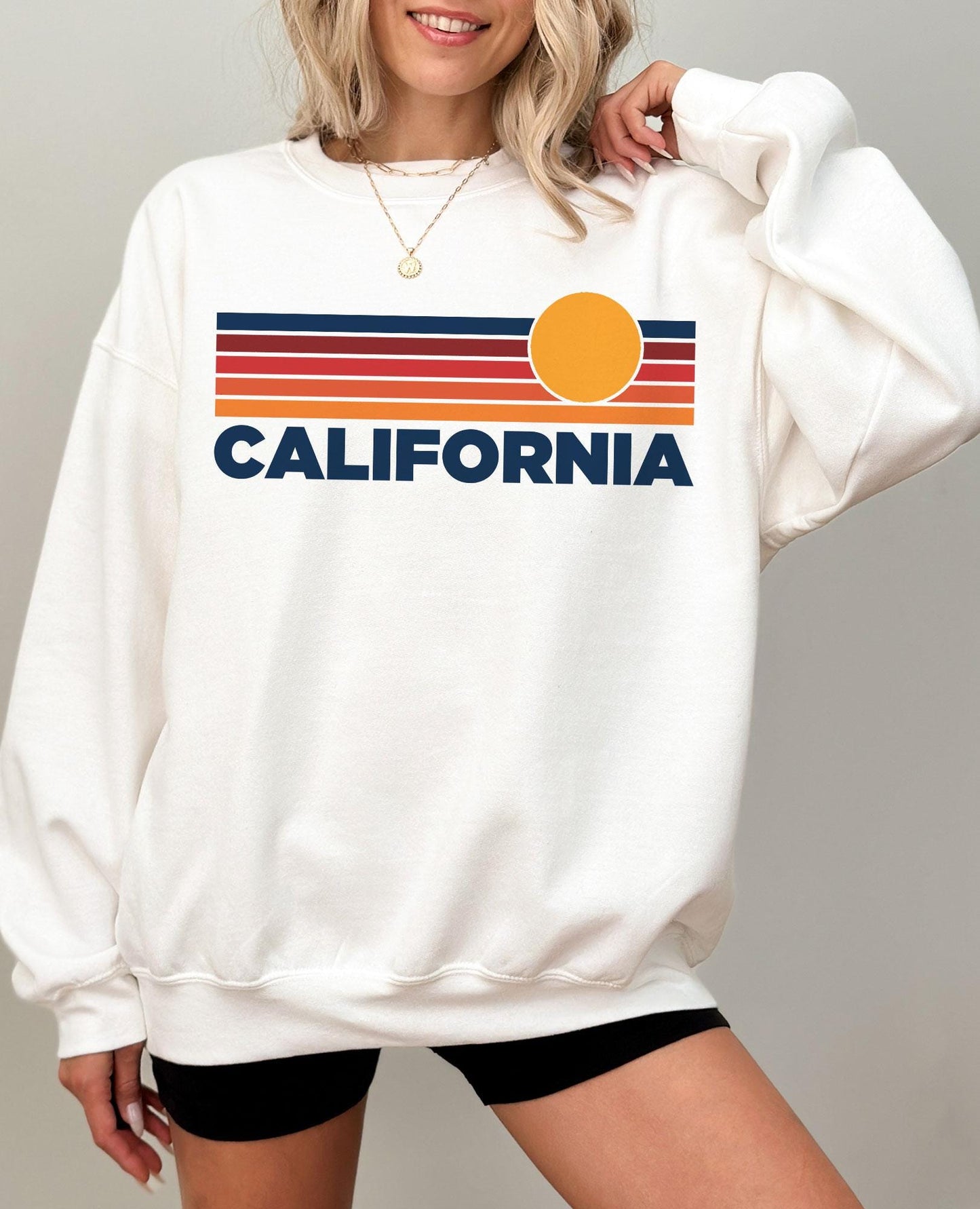 California Sweatshirt Retro Sun Unisex Vintage California Inspired Warm Pullover Jumper Personalization Available Sweatshirt – Bold Style · High-Quality Print