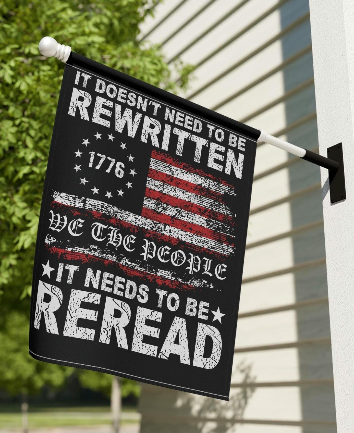 Patriotic Home Garden Banner Inspirational Outdoor Decor Independence Day Decor Americana Flag House Banner Home and Garden Yard Art Graphic Tee – Warm & Stylish · Must-Have Style