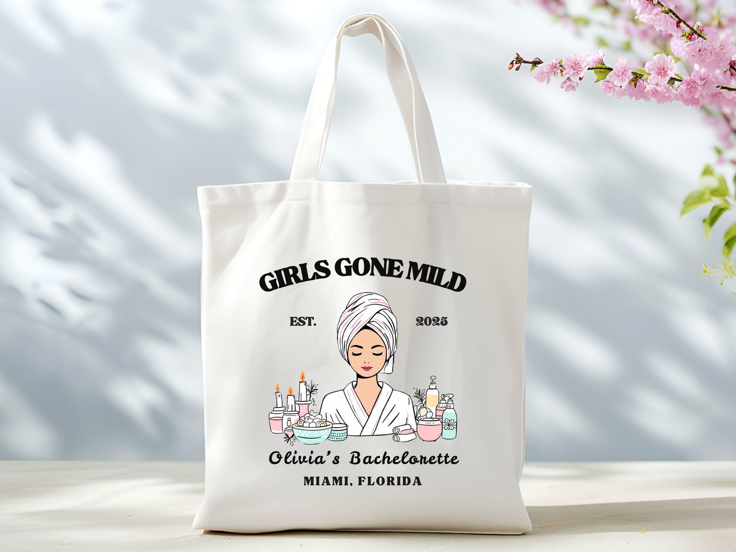 Custom Girls Gone Mild Bachelorette Tote Bag Spa Day Bachelorette Gifts Chill Bachelorette Totes Sleepover Gift Bags Pjs and Prosecco Tote Bag – Everyday Comfort · Must-Have Style
