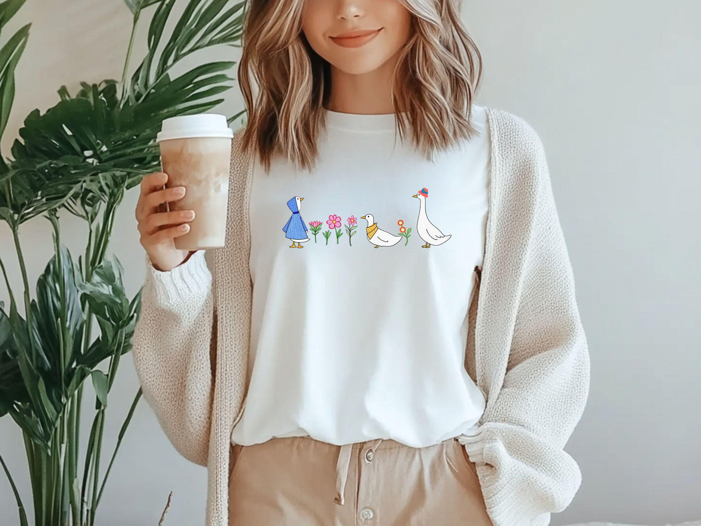 Floral Goose Sweatshirt Funny Goose Shirt Goose and Mini Floral Sweatshirt Funny Cozy Crewneck Gift For Her Goose Hoodie Floral Hoodie Hoodie – Aesthetic Look · High-Quality Print