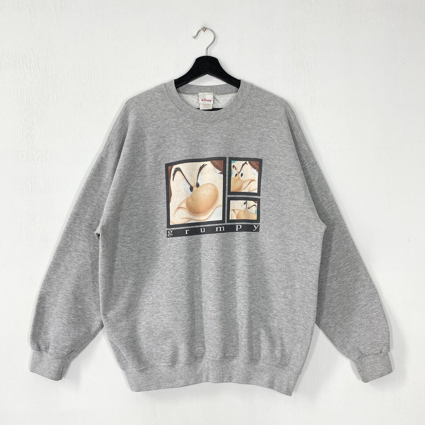 Vintage 90s Grumpy Sweatshirt Grumpy Crewneck Seven Dwarfs Sweater Pullover Snow White Sleepy Dopey Print Logo Grey XLarge Sweatshirt – Cozy Vibes · Perfect For Daily Wear