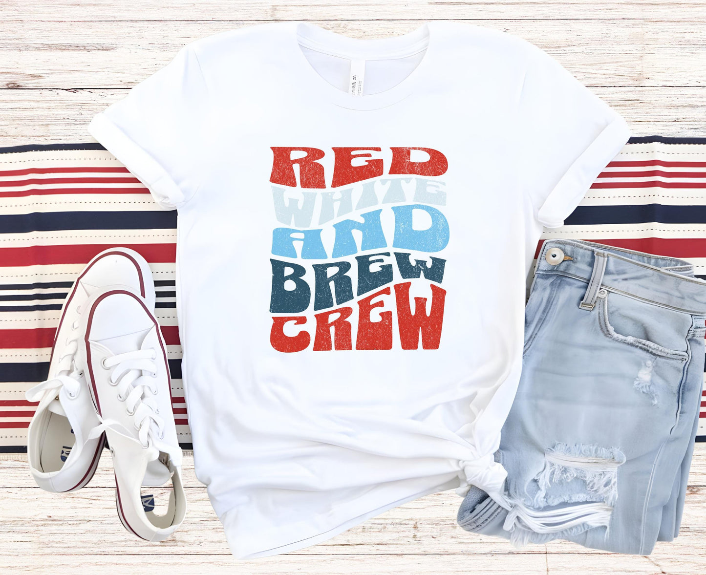 Red White BREW CREW Shirt for 4th of July Funny July 4 Beer Tee Groovy Independence Day TShirt Patriotic Drinking Tee Graphic Tee – Warm & Stylish · High-Quality Print