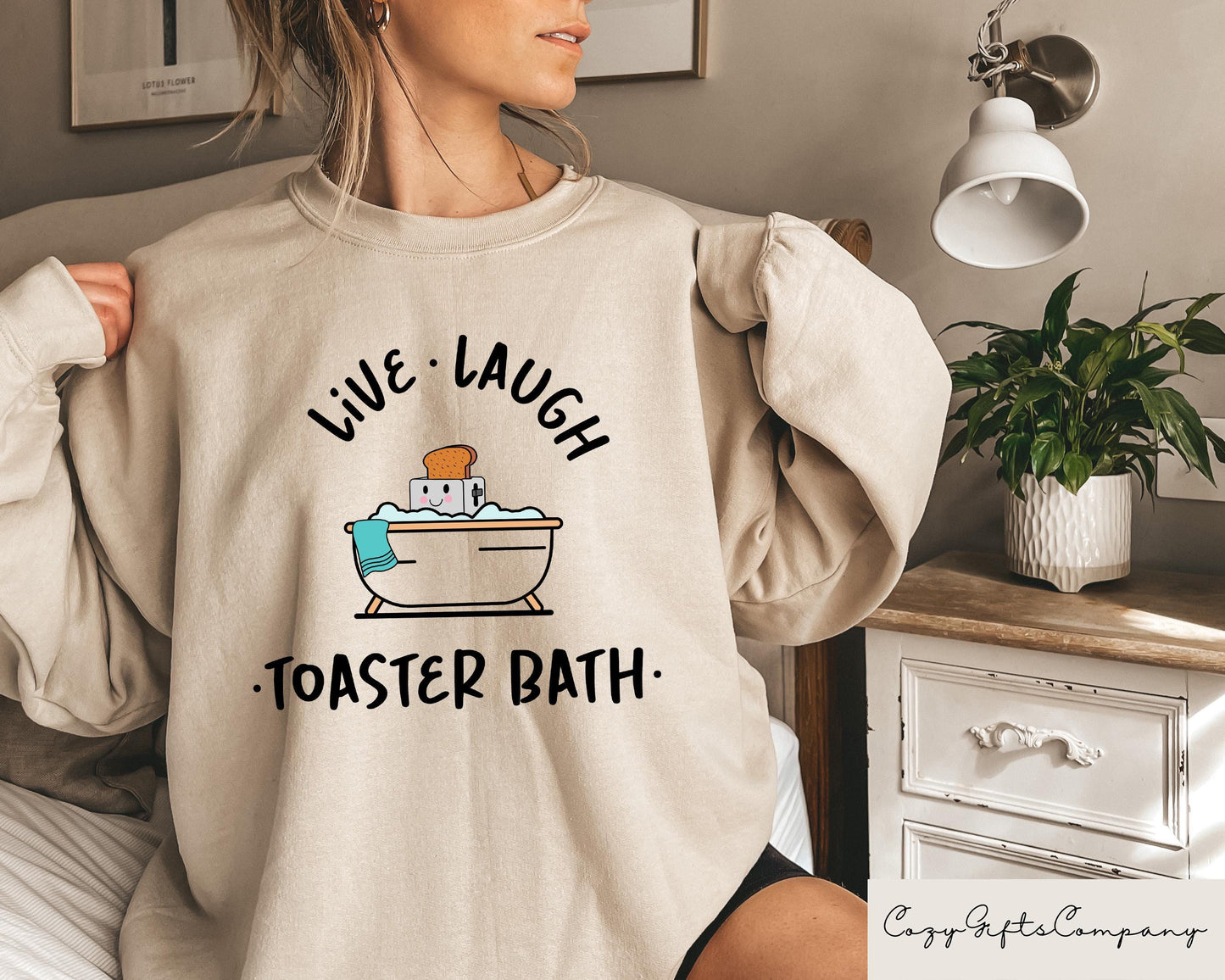 Live Laugh Toaster Bath Sweatshirt Humorous Adult T shirt Dark Humor Shirt Sarcastic Girls Gift Funny Woman Crewneck Toaster Tee Sweatshirt – Bold Style · Top Pick For Any Outfit