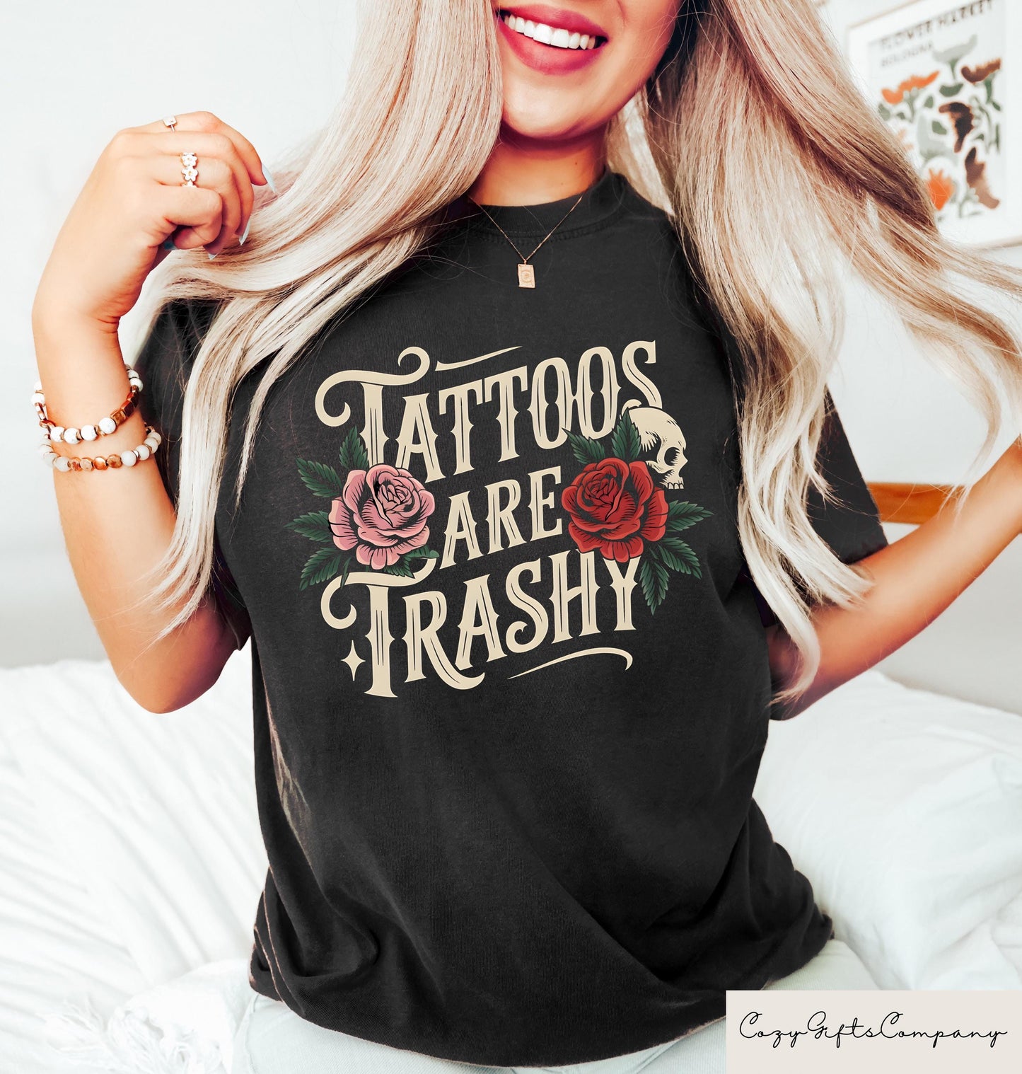 Tattoos Are Trashy T shirt Sassy Girl Sweatshirt Sarcastic Woman Shirt Funny Tattoos Tee Adult Humor Gift Tattoos Lover Crewneck Sweatshirt – Aesthetic Look · Trending Graphic Apparel
