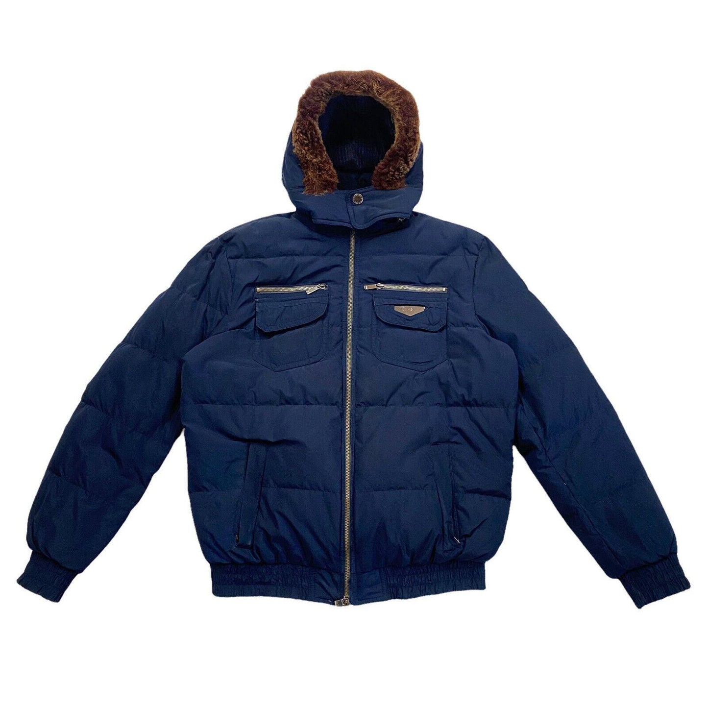 Harmont Blaine Puffer Jacket Vintage Mens Designer Navy Down Padded Fur Trim Graphic Tee – Cozy Vibes · Must-Have Style