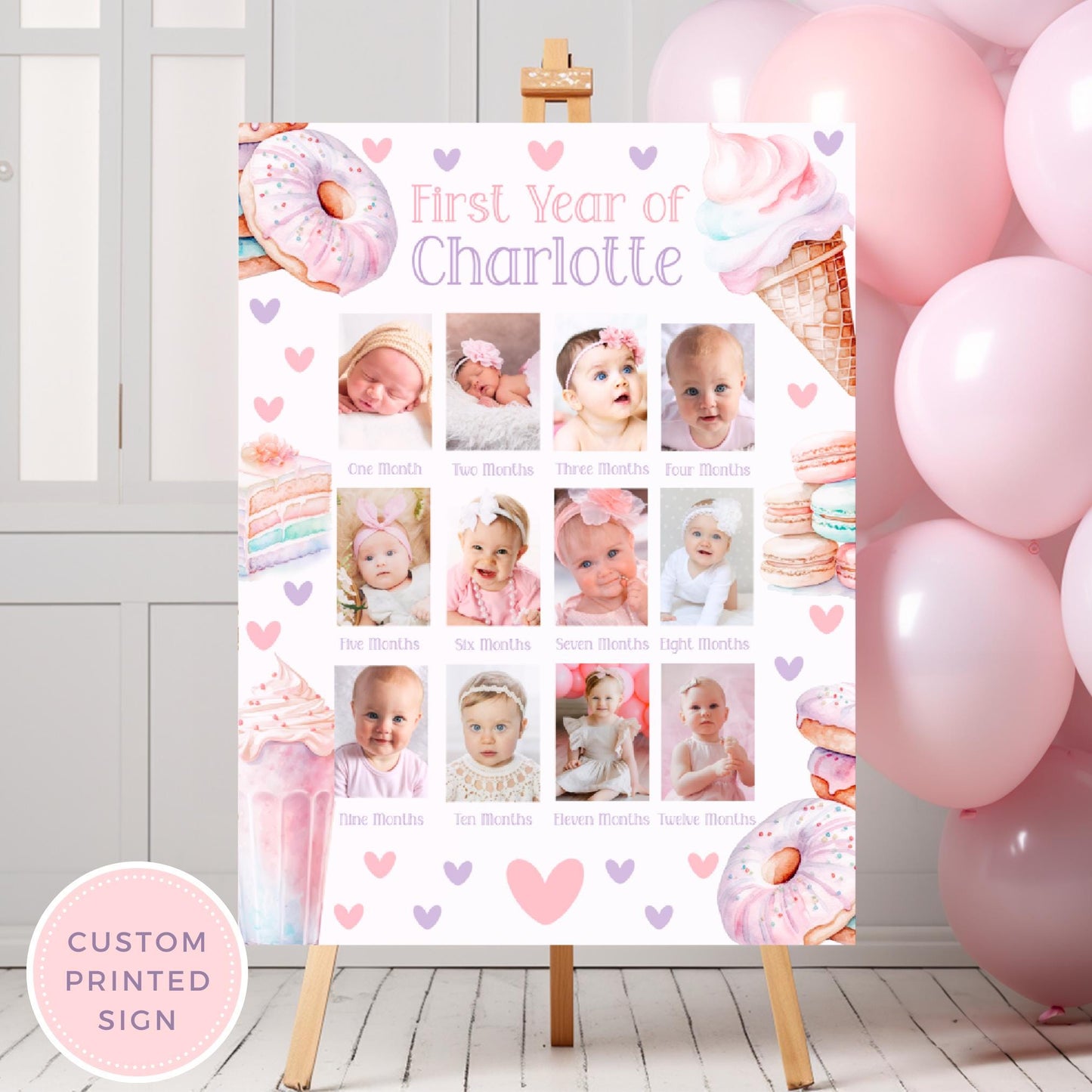 Printed 1st Birthday Milestone Display Foam Board Birthday Sign Girl First Birthday Milestone Sign One Sweet Year Photo Board Sweet One SWE1 Graphic Tee – Warm & Stylish · Great Gift For Fans