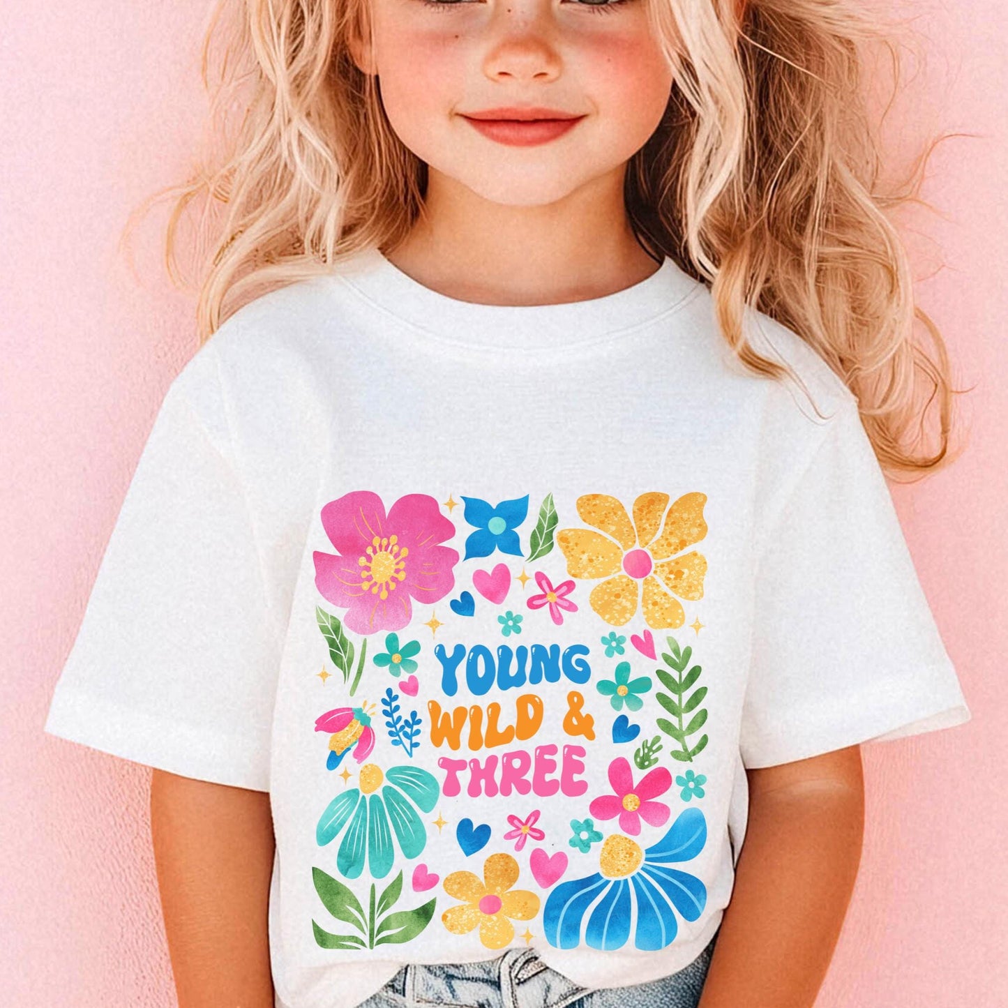 Young Wild and Three Shirt 3rd Birthday Girl Shirt Toddler Birthday TShirt Colorful Birthday Shirt Third Birthday Gift 3 Year Old Shirt Cool Graphic Tee – Cozy Vibes · Great Gift For Fans