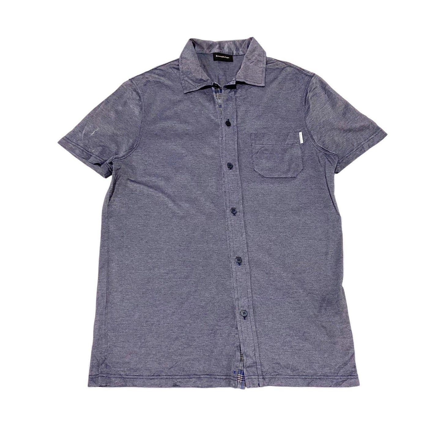 Ermenegildo Zegna Mens Shirt Vintage High End Designer Short Sleeve Blue Graphic Tee – Soft Feel · High-Quality Print