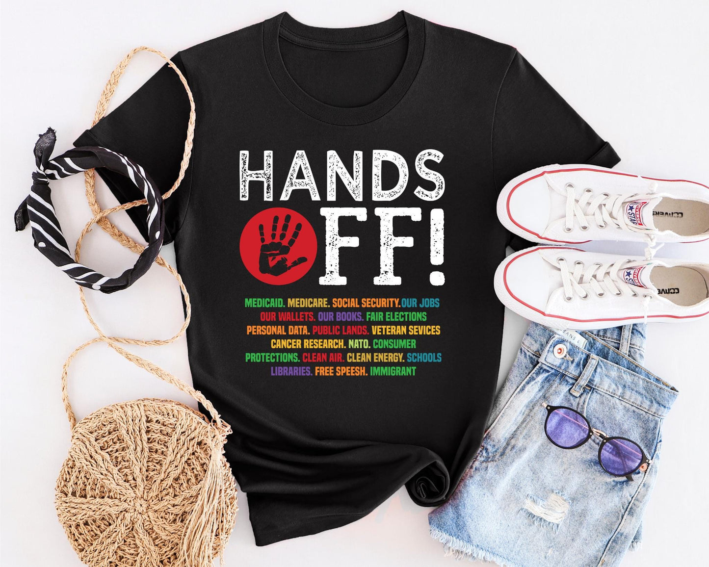 Hands Off Protest Shirt Political Activism Tee Human Rights T Shirt Save Lands Save Medicare Social Security Free Speech Women shirt Graphic Tee – Fan Favorite · Must-Have Style