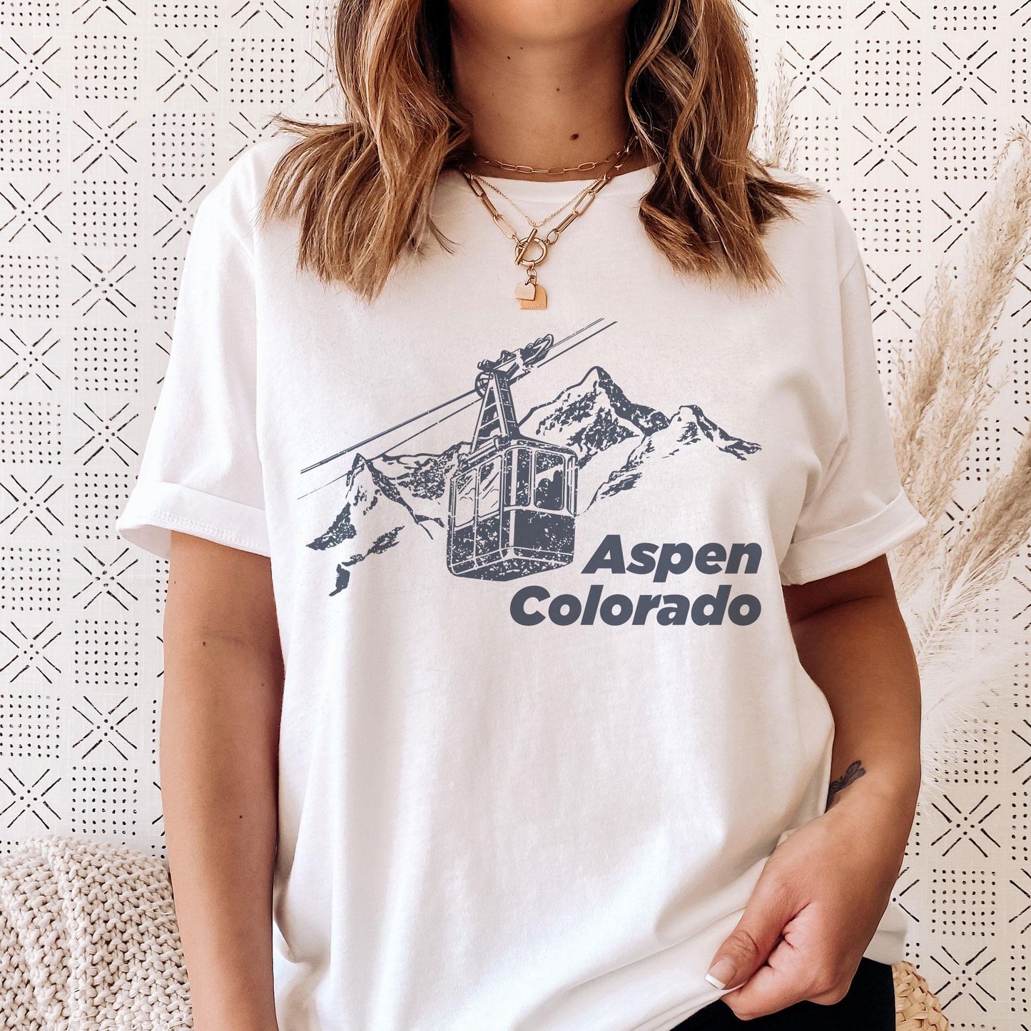 Aspen Graphic Tee Retro Ski Lift Adult Unisex Aspen Colorado T Shirt Personalization Available Graphic Tee – Warm & Stylish · Trending Graphic Apparel