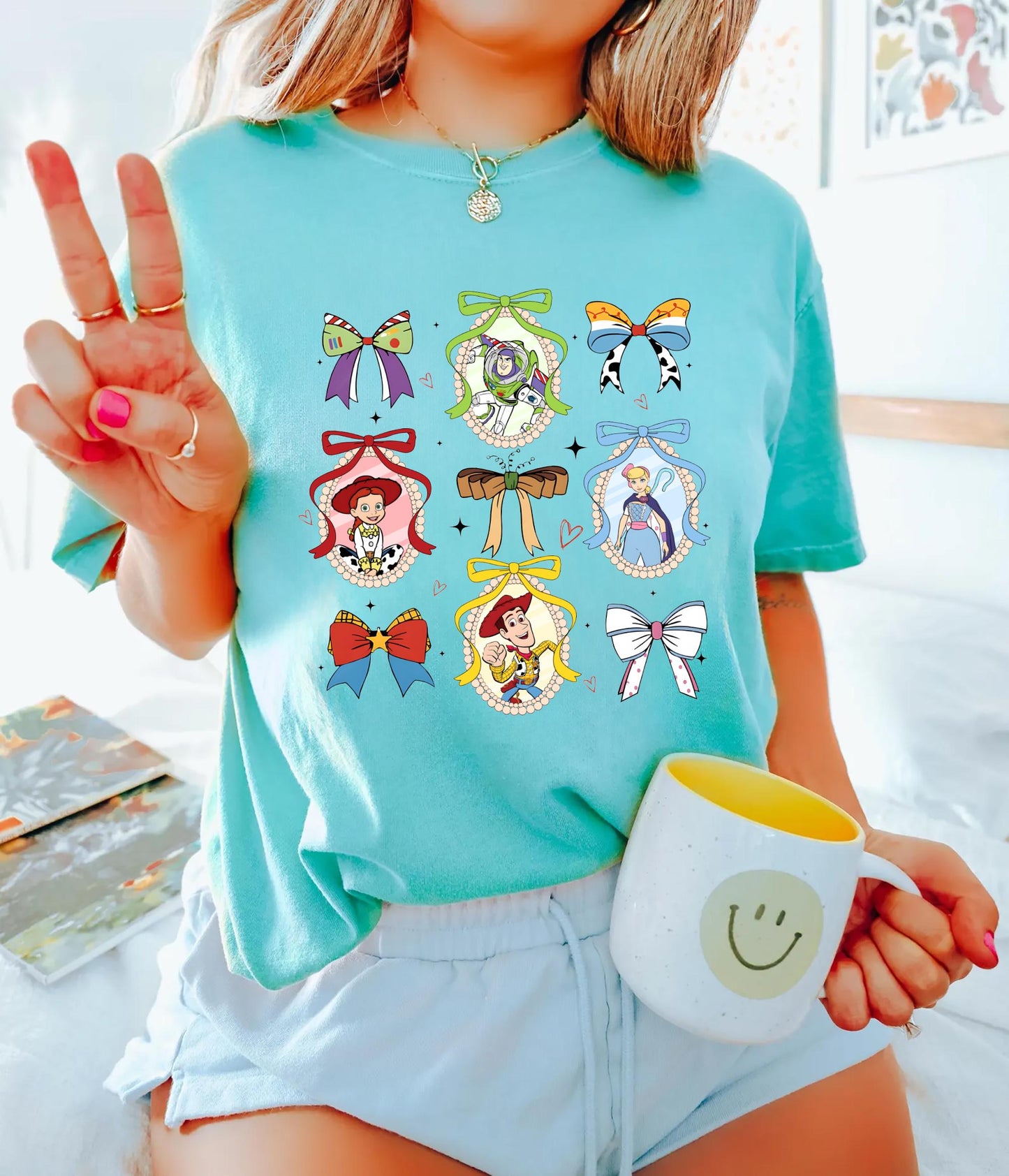 Coquette Bows Disney Toy Story Shirt Pixar Toy Story T shirt Woody Jessie Buzz Alien Rex Tee Disneyland Family Matching Trip Graphic Tee – Aesthetic Look · Must-Have Style