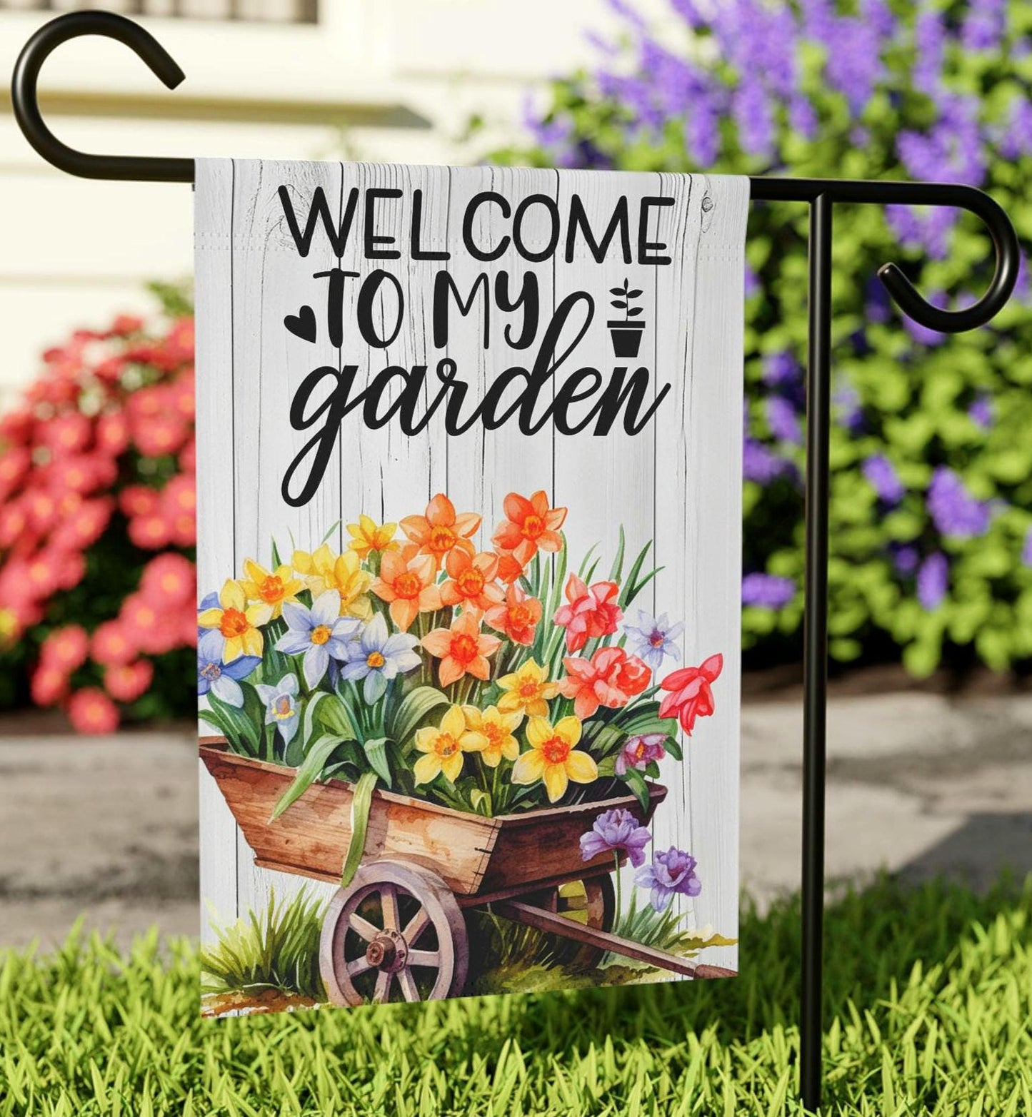 Garden Flag Welcome to My Garden Banner House Decor Outdoor Yard Sign Floral Print Flag Spring Home Decor Yard Art Housewarming Gift Graphic Tee – Premium Graphic · Perfect For Daily Wear