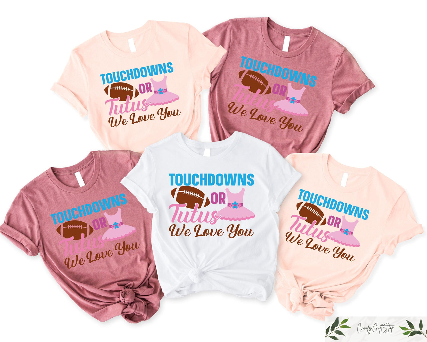 Gender Reveal T shirt Touchdown Or Tutus Loves You Shirt Football Gender Reveal Sweatshirt Football Lover Gift Baby Announcement Tee Sweatshirt – Cozy Vibes · Top Pick For Any Outfit