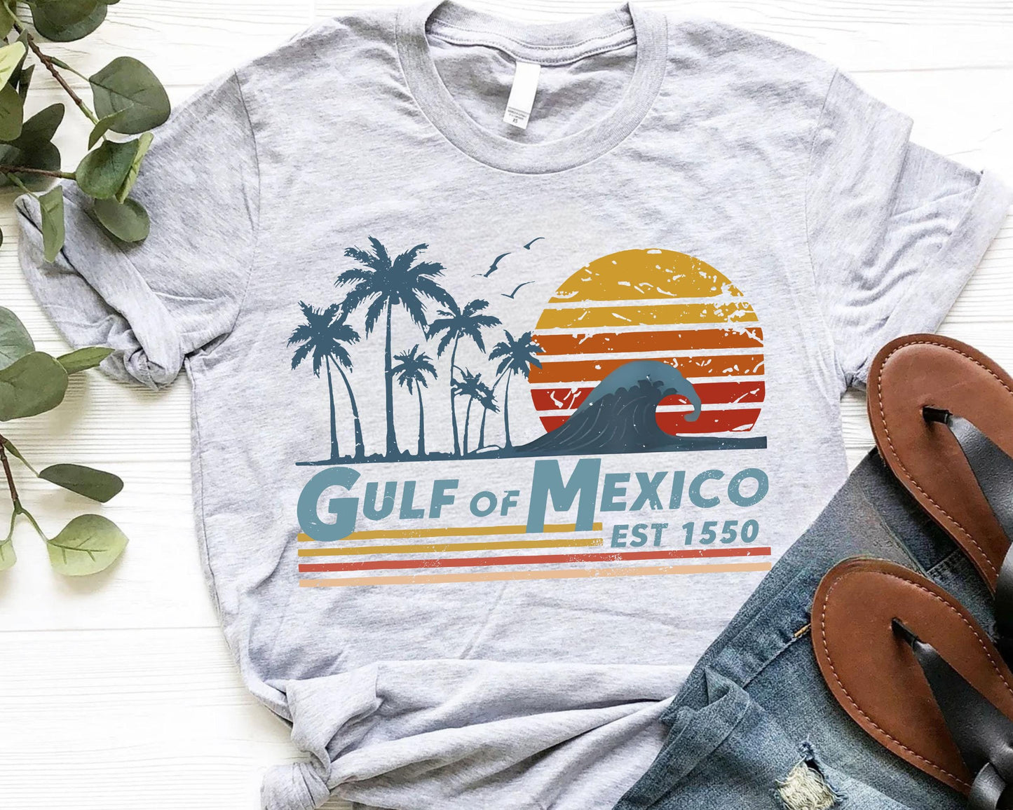 Retro Sunset Gulf Of Mexico Since 1550 Anti Gulf Of America Protest Political Anti Maga Mexico Beach Graphic TShirt for Women Graphic Tee – Soft Feel · High-Quality Print