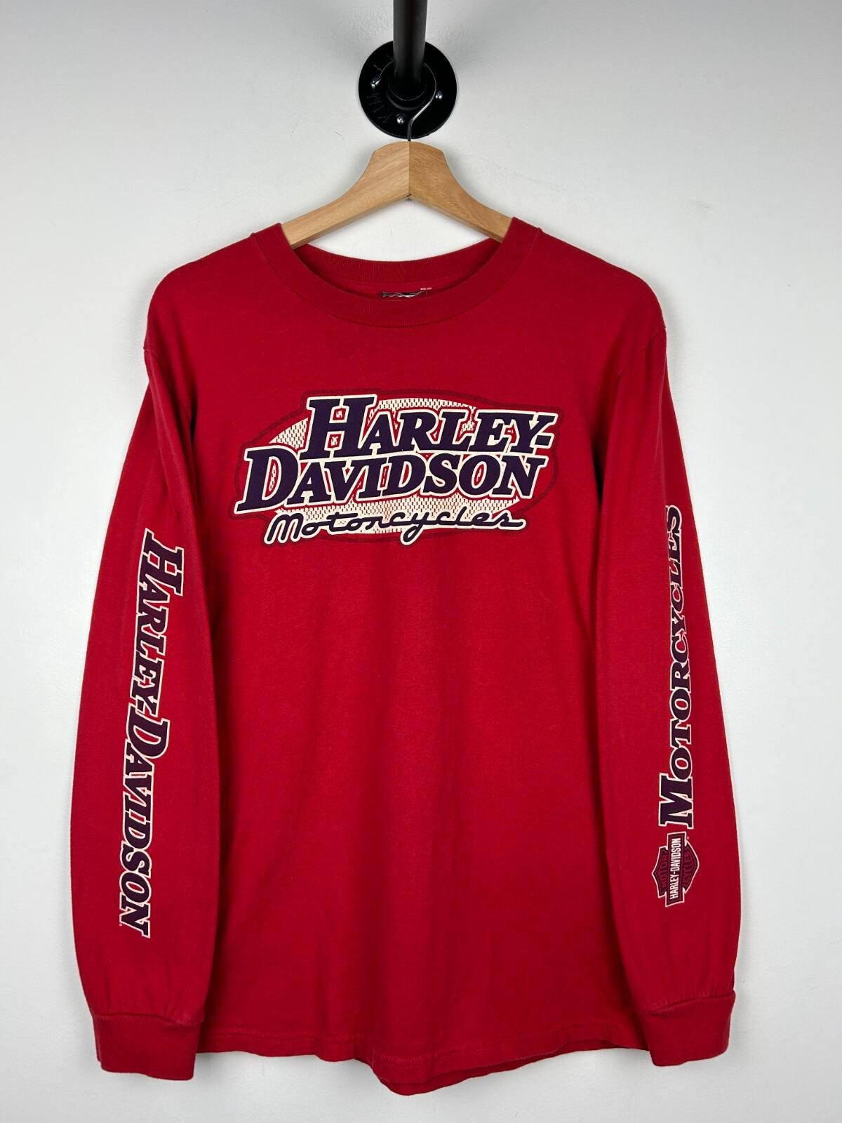 Vintage Harley Davidson Jacksonville Red Long Sleeve Size S Graphic Tee – Bold Style · High-Quality Print