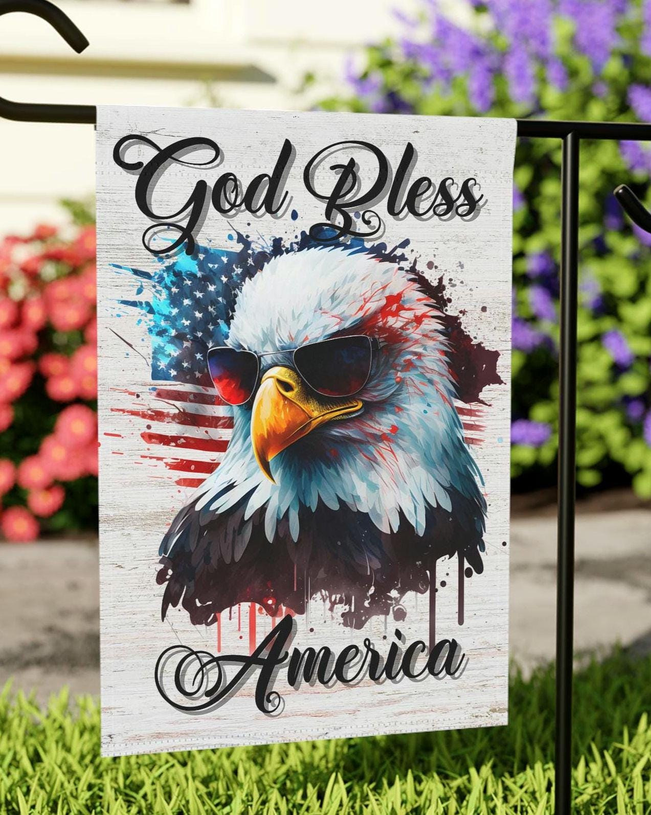 God Bless America Eagle Garden Flag Patriotic Yard Banner Outdoor Decor for Memorial Day Fourth of July Labor Day Housewarming Gift Graphic Tee – Bold Style · Perfect For Daily Wear