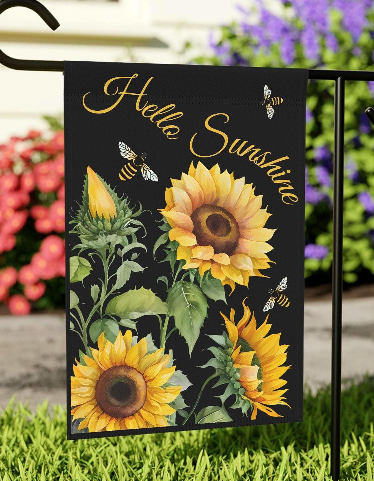 Garden Flag Sunflower Honey Bee Hello Sunshine Banner Outdoor Decor Yard Art Garden Garden Decoration Bee Porch Flags Housewarming Graphic Tee – Bold Style · Must-Have Style