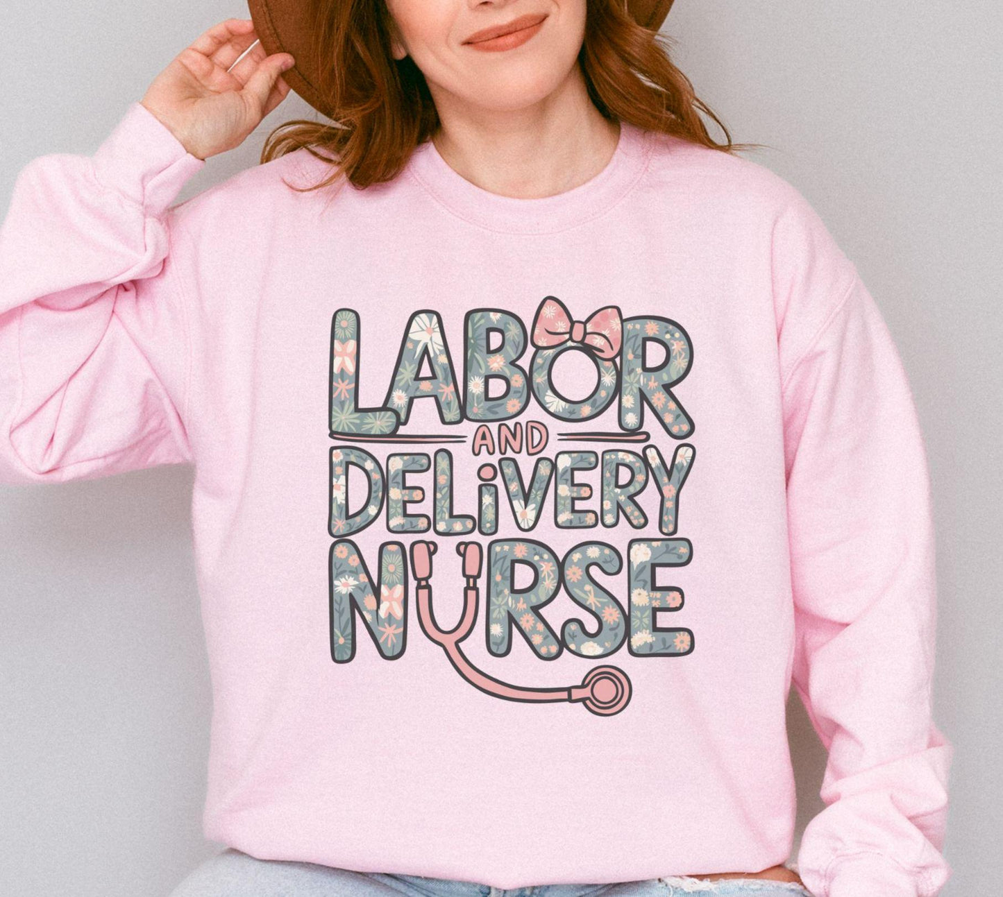 Labor Delivery Nurse Sweatshirt Retro Florwers Shirt for Nurse Appreciation Week Nurse Graduation Gift New Nurse Crewneck Sweatshirt – Easygoing Wear · High-Quality Print