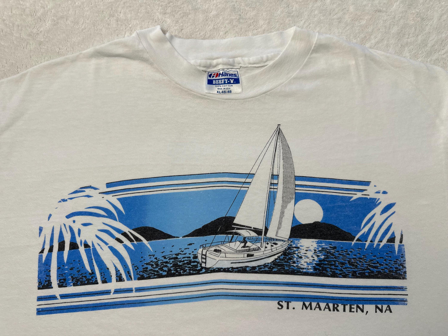 Vintage 1980s 80s St Maarten Caribbean Island Beach Boat Graphic T Shirt L XL Graphic Tee – Warm & Stylish · Must-Have Style