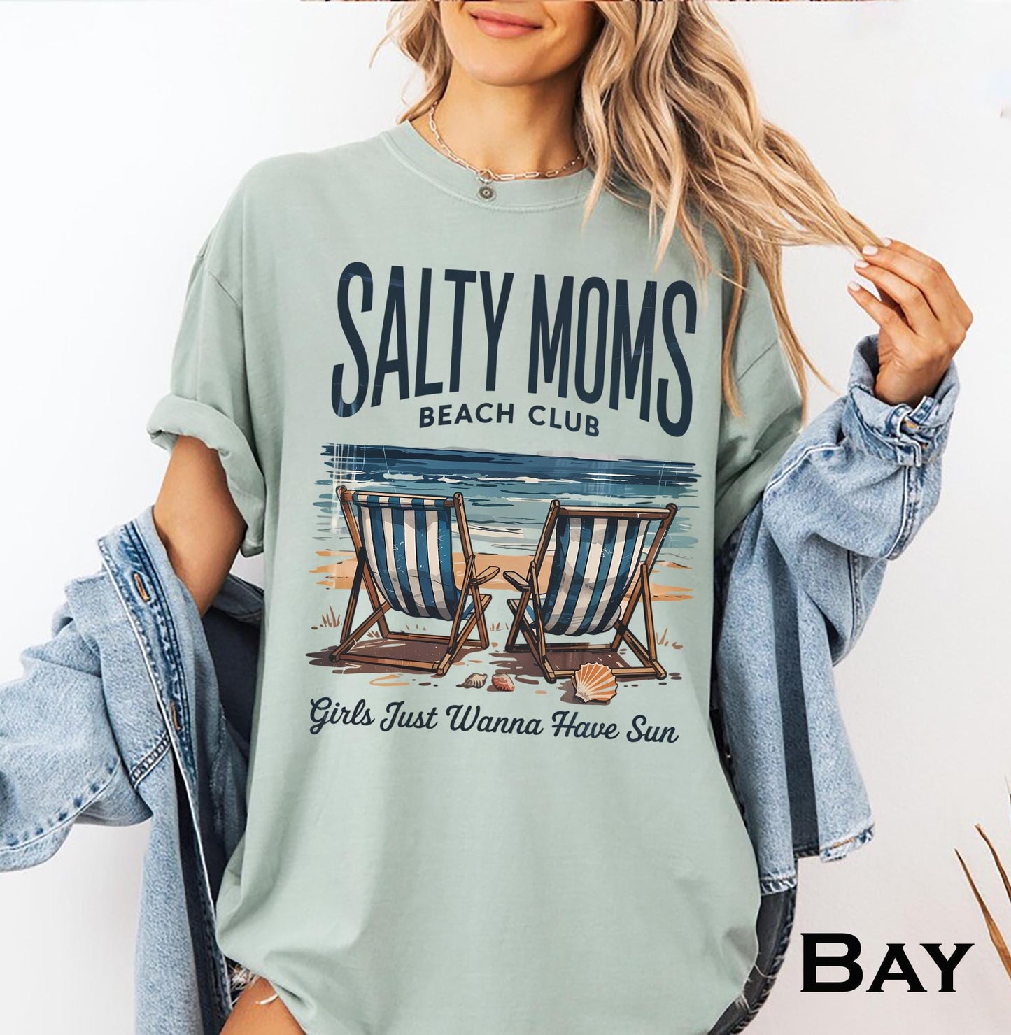Salty Moms Beach Club Shirt Girls Just Wanna Have Sun Tee Summer Beach Mom Shirt Mothers Day Gift Aesthetic Coastal Vibes Graphic Tee – Fan Favorite · Must-Have Style