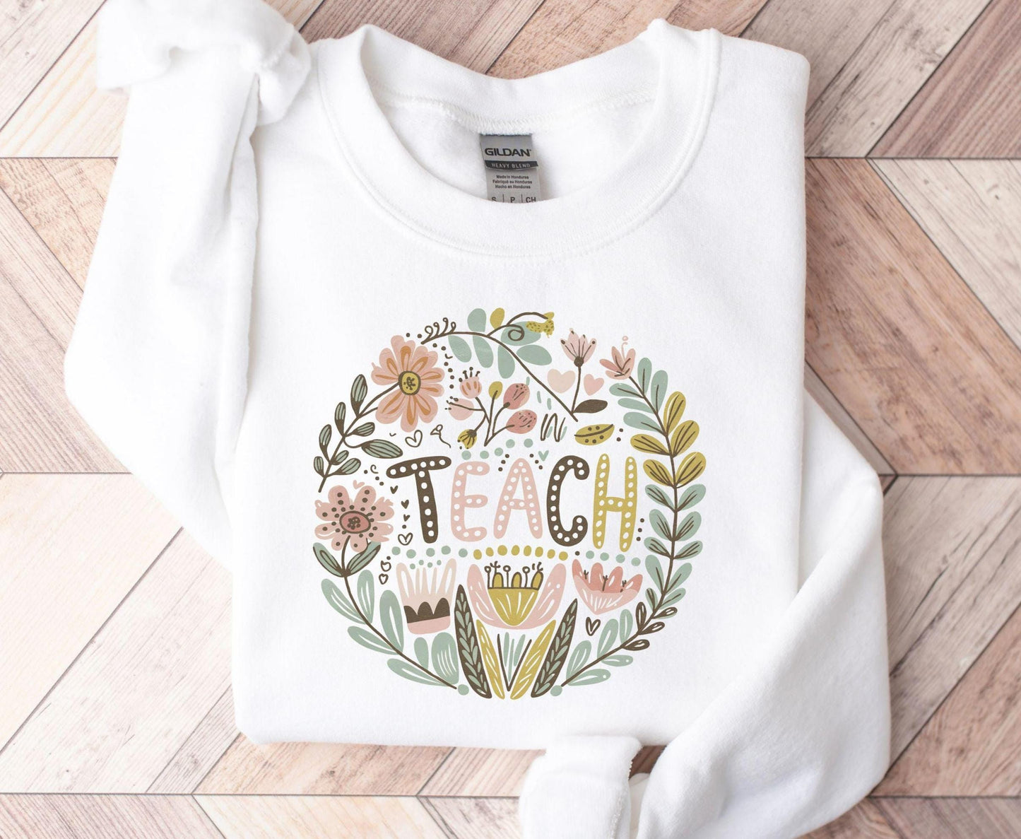 Teacher Sweatshirt Boho Floral Sweatshirt Teach Appreciation Gift Floral Teacher Boho Sweatshirt Teacher Gift Ideas Trendy Sweatshirt Sweatshirt – Premium Graphic · Perfect For Daily Wear