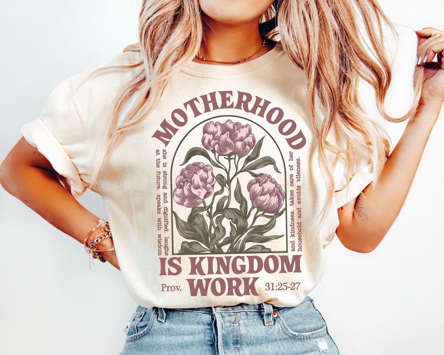 Retro Comfort Mom Tshirt Motherhood Is Kingdom Work Shirt Mothers Day Sweatshirt Christian Mom Gift Religious Mom Tee Mother Day Outfit Sweatshirt – Everyday Comfort · Top Pick For Any Outfit
