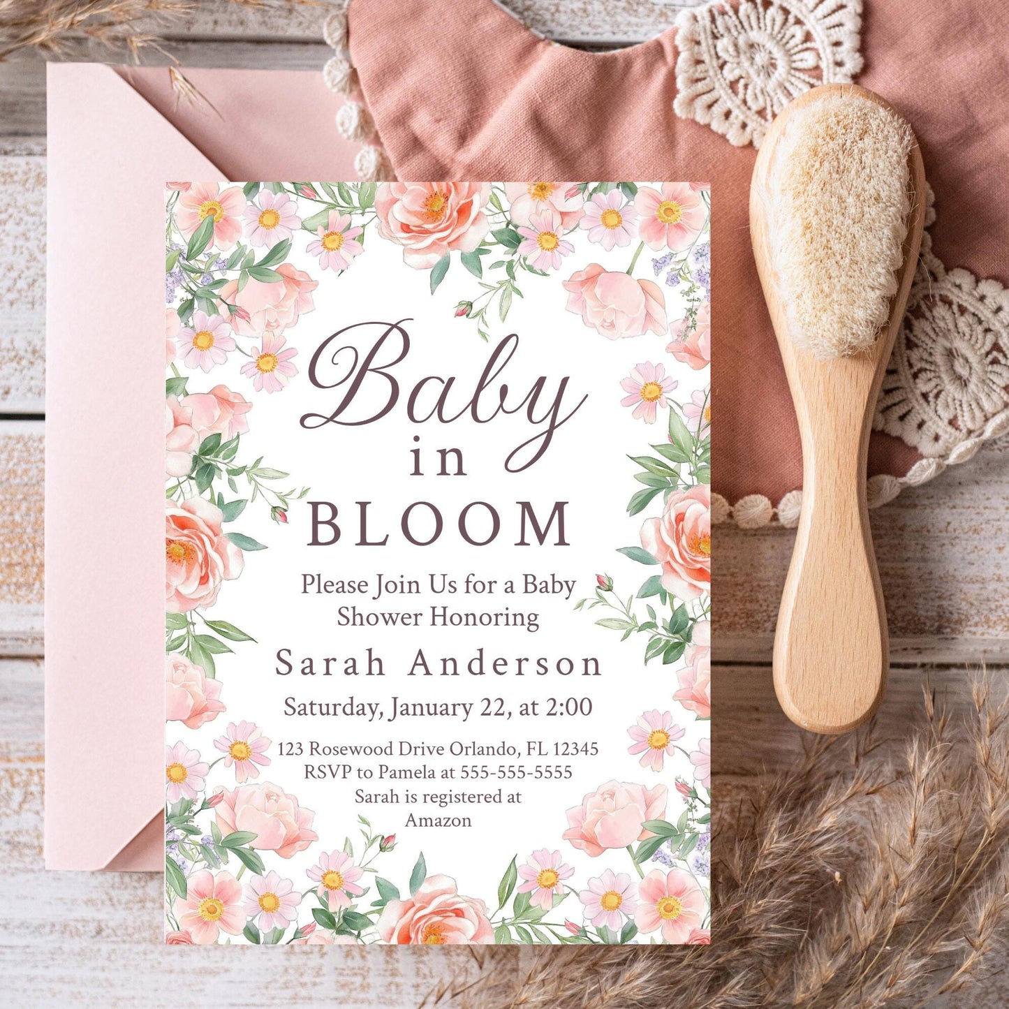 Baby in Bloom Invitation Wildflower Baby Shower Invitation Girl Baby Shower Invite Floral Baby Shower Baby In Bloom Bow Invite Spring BBL3 Graphic Tee – Everyday Comfort · Great Gift For Fans